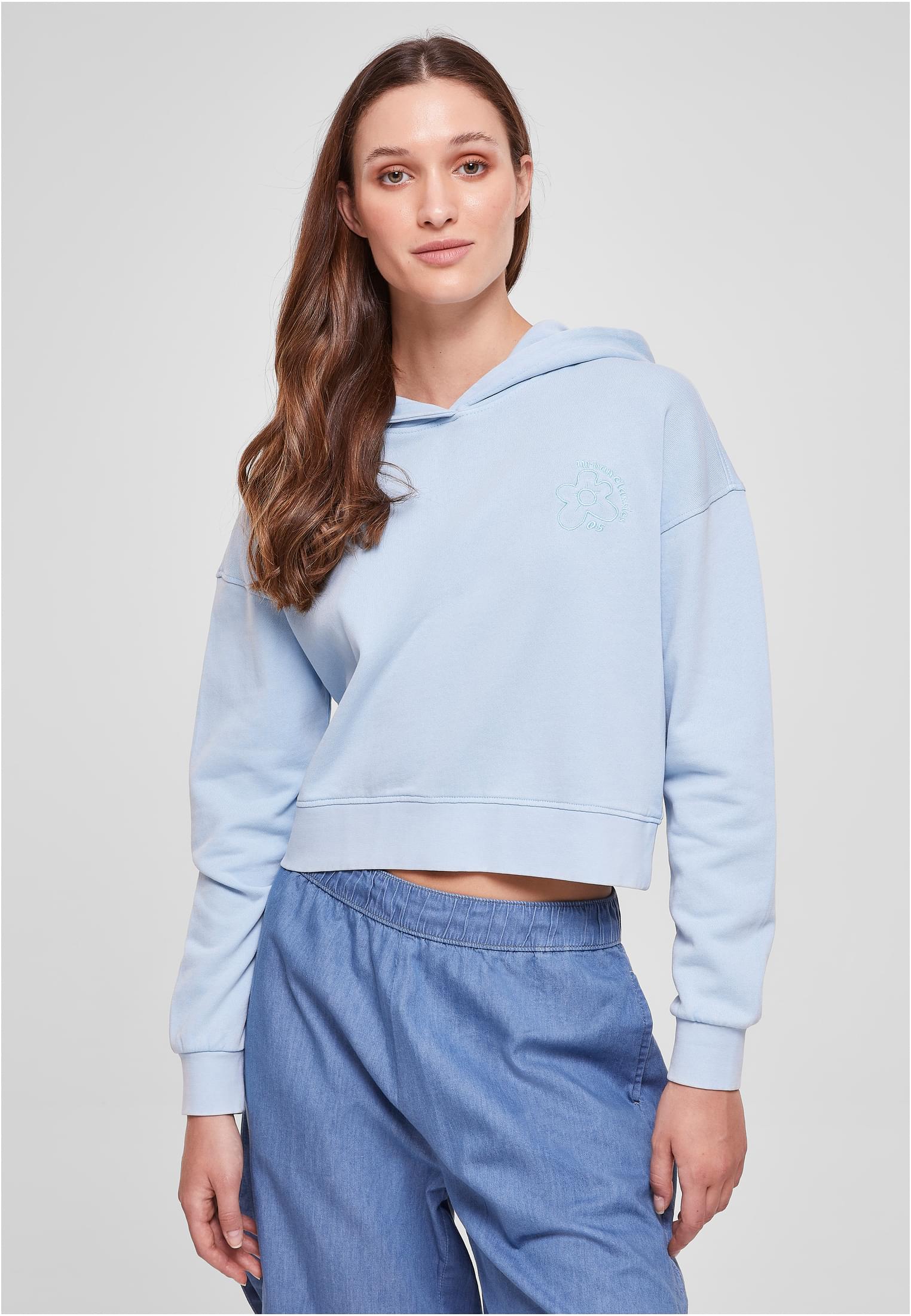 UC Short Flower Embroidery Terry Hoody