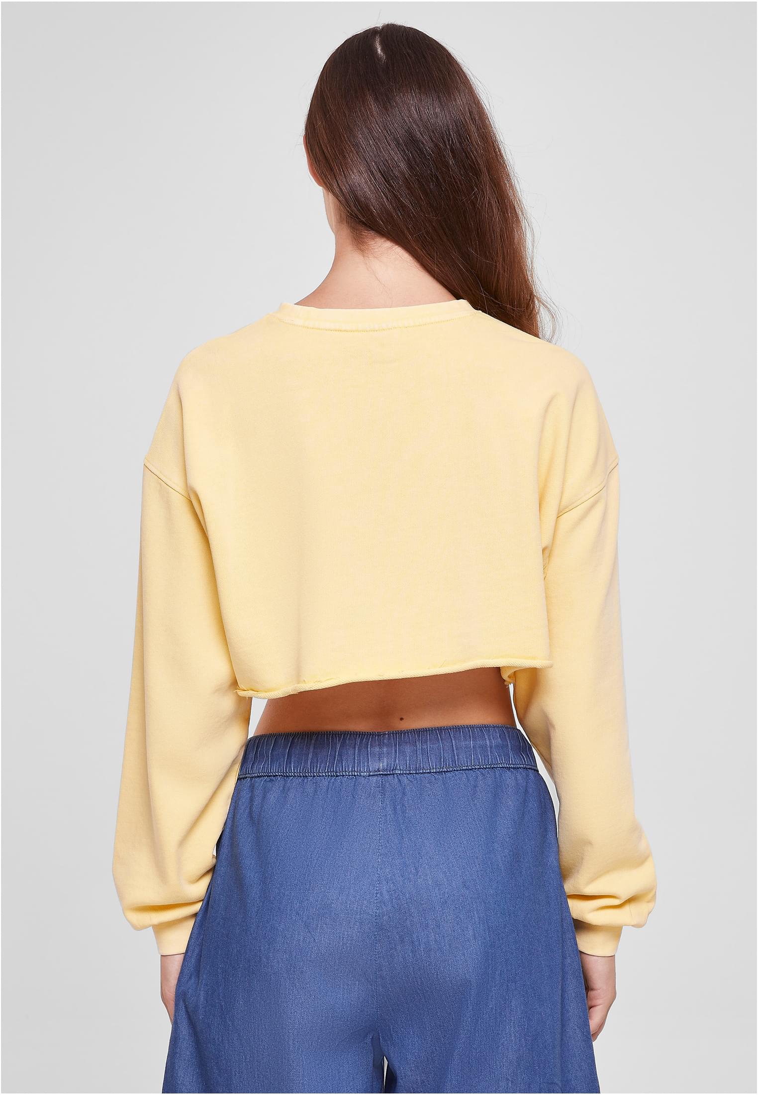 UC Cropped Flower Brodery Terry Crewneck