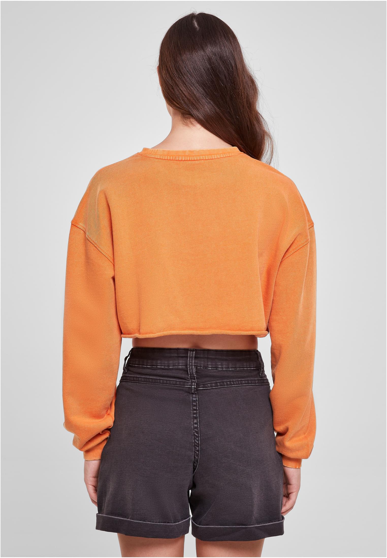 UC Cropped Flower Brodery Terry Crewneck