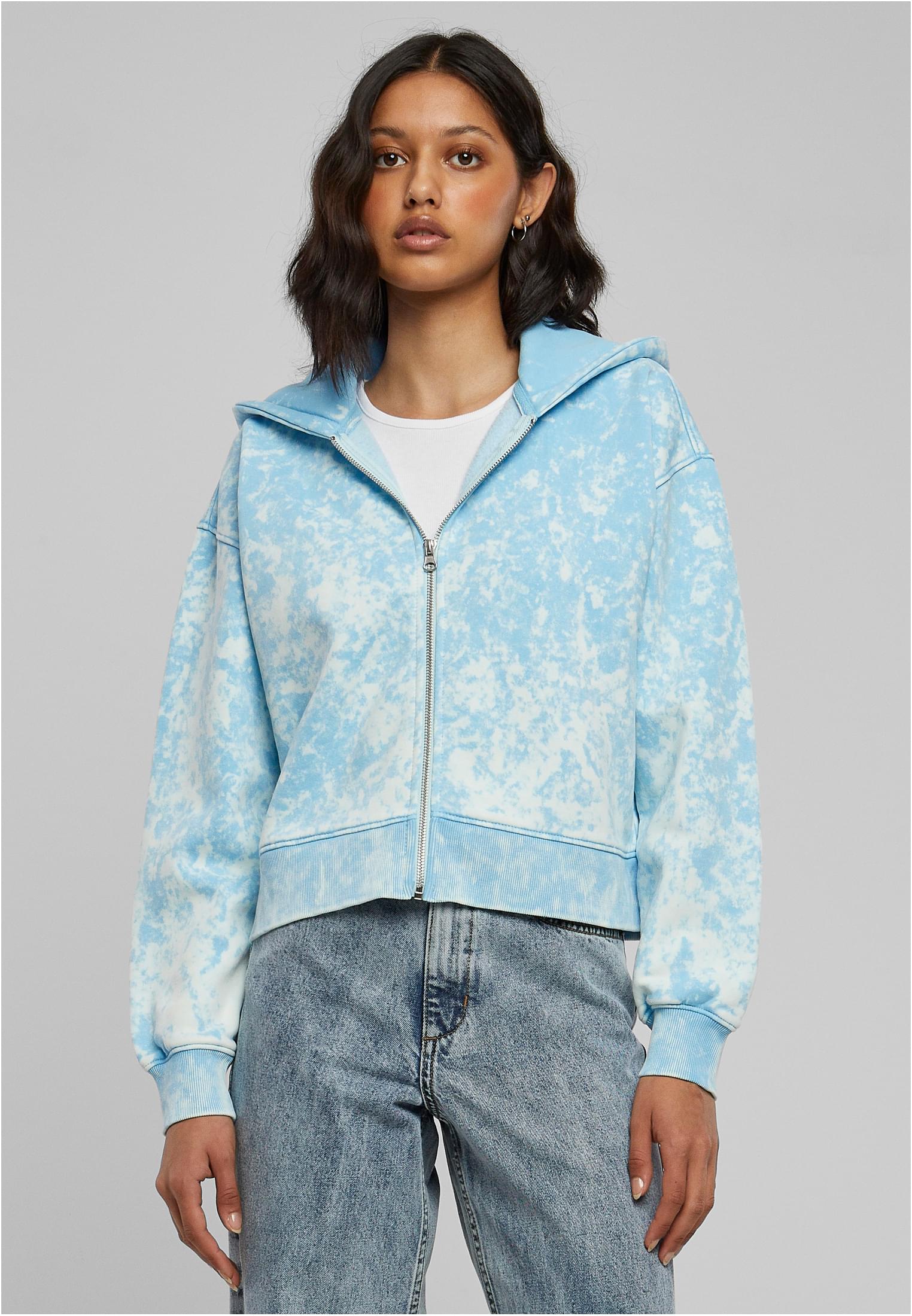 Felpa con cappuccio e cerniera lavata in asciugamano oversize corto UC