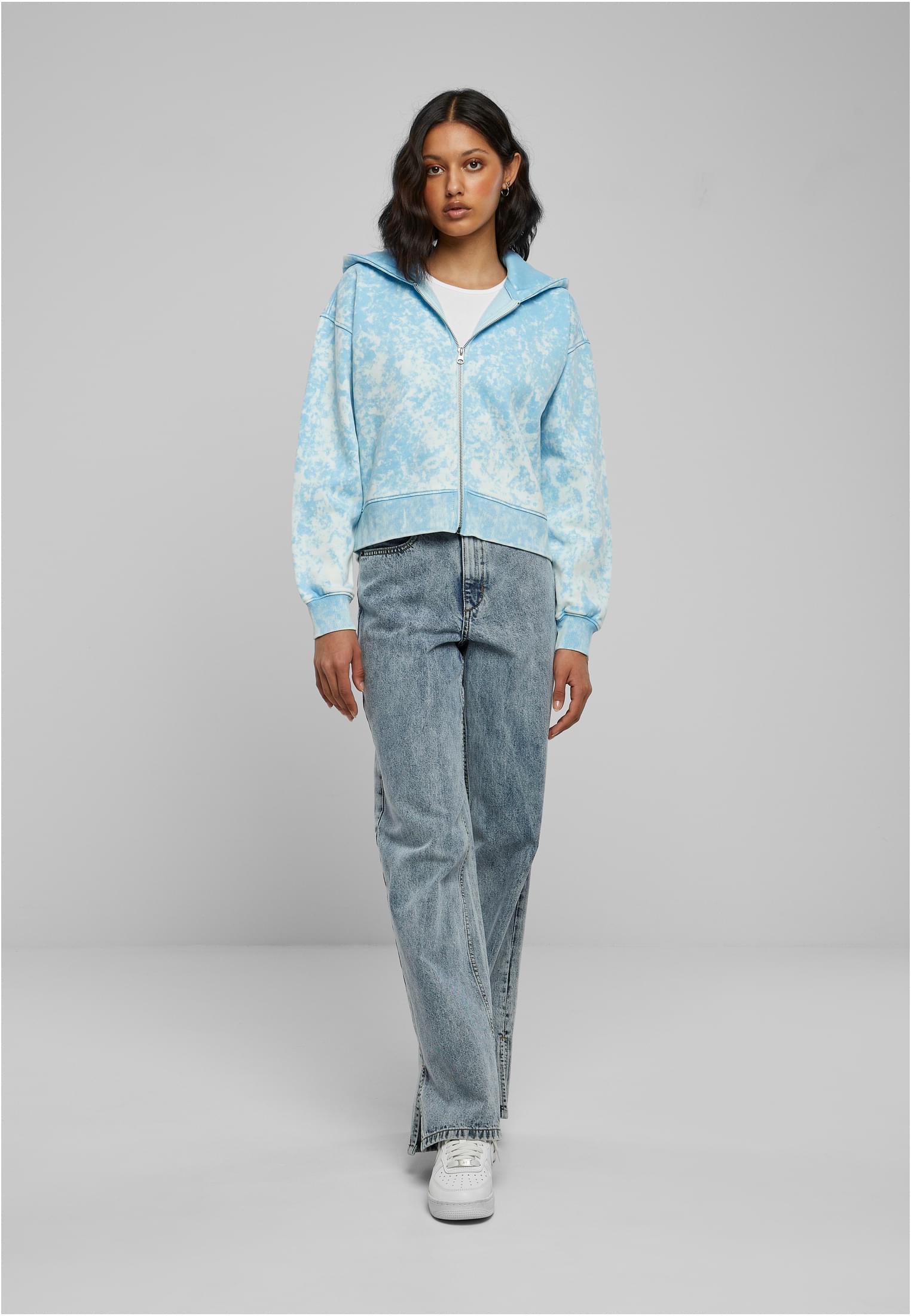 Felpa con cappuccio e cerniera lavata in asciugamano oversize corto UC