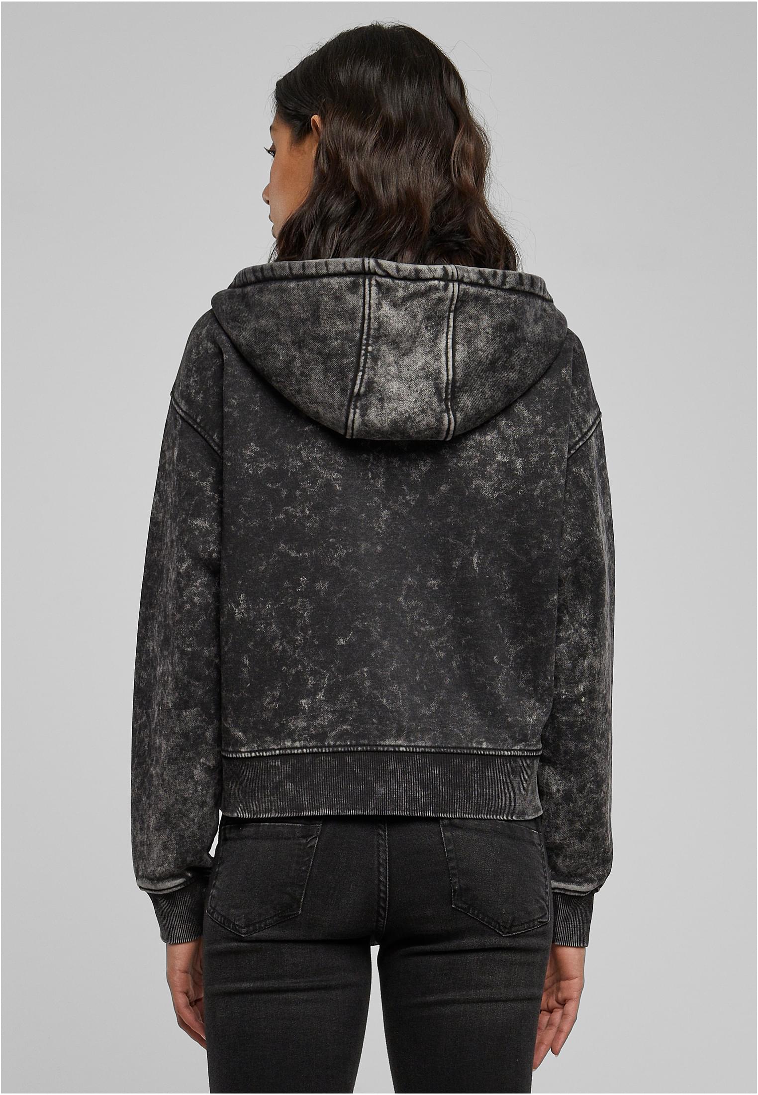 Felpa con cappuccio e cerniera lavata in asciugamano oversize corto UC