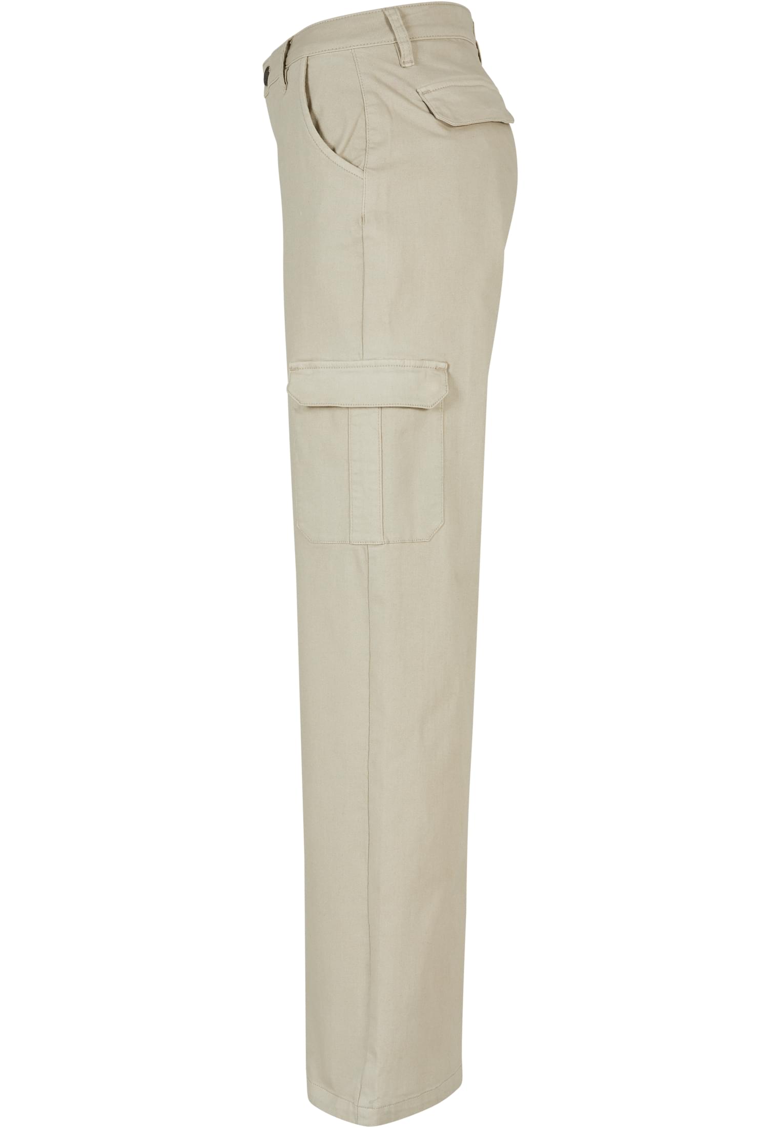 Pantaloni cargo in denim dritti a vita alta da donna, colore bianco sporco grezzo 29