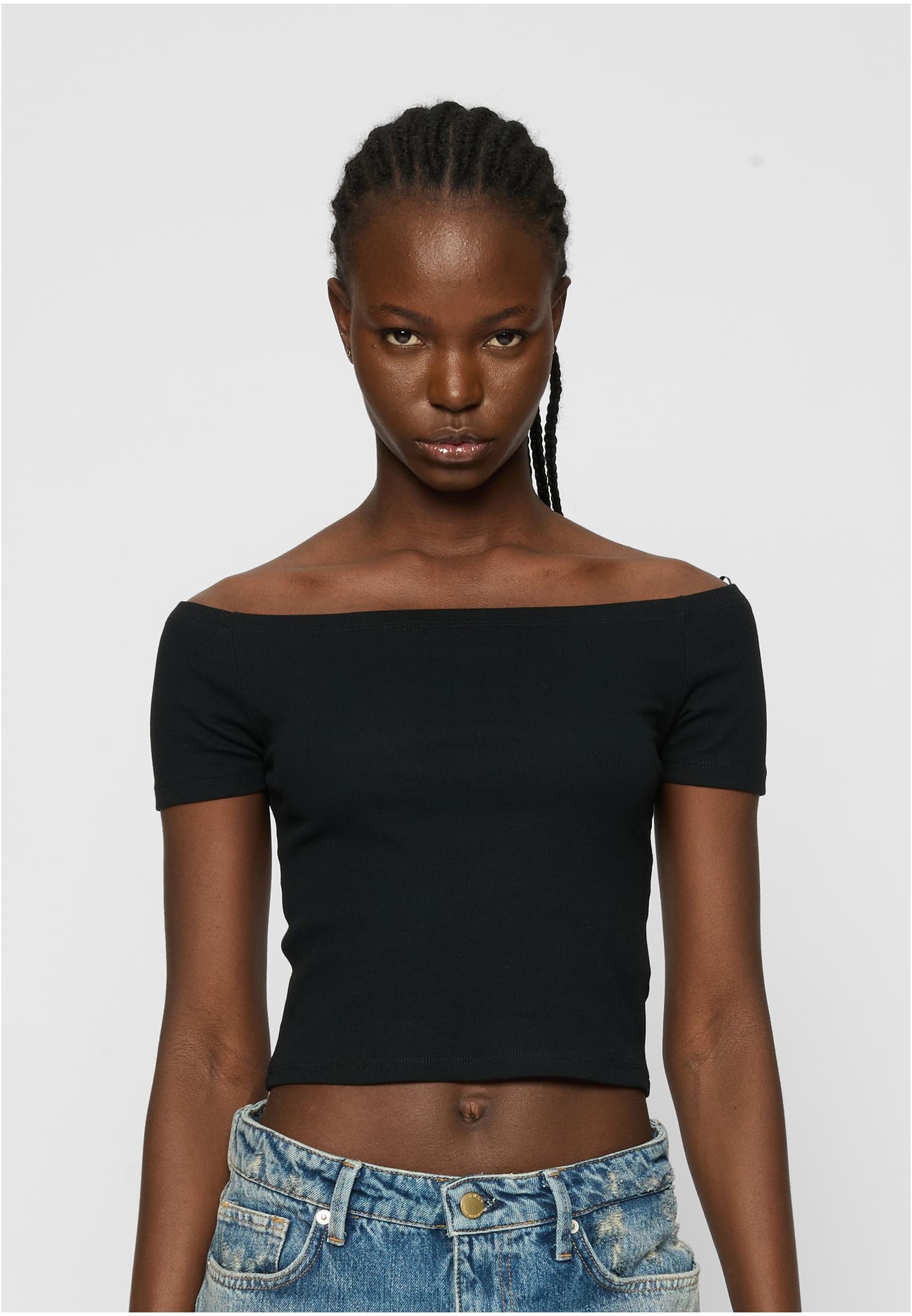 Camiseta canelada com ombros de fora orgânica da UC, pacote com 2 unidades