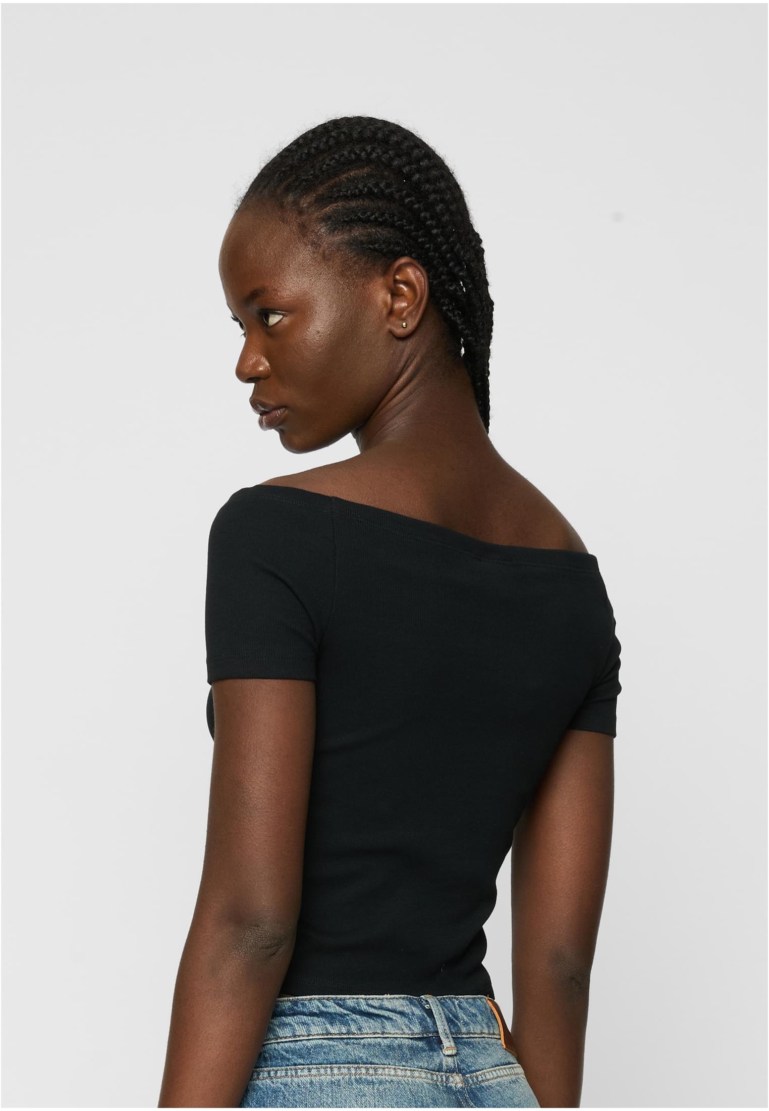 Camiseta canelada com ombros de fora orgânica da UC, pacote com 2 unidades