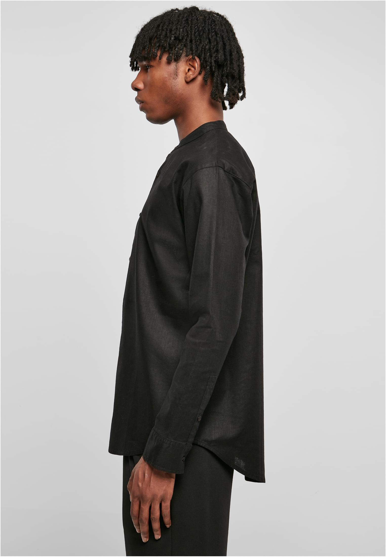 UC Cotton Linen Stand Up Collar Shirt