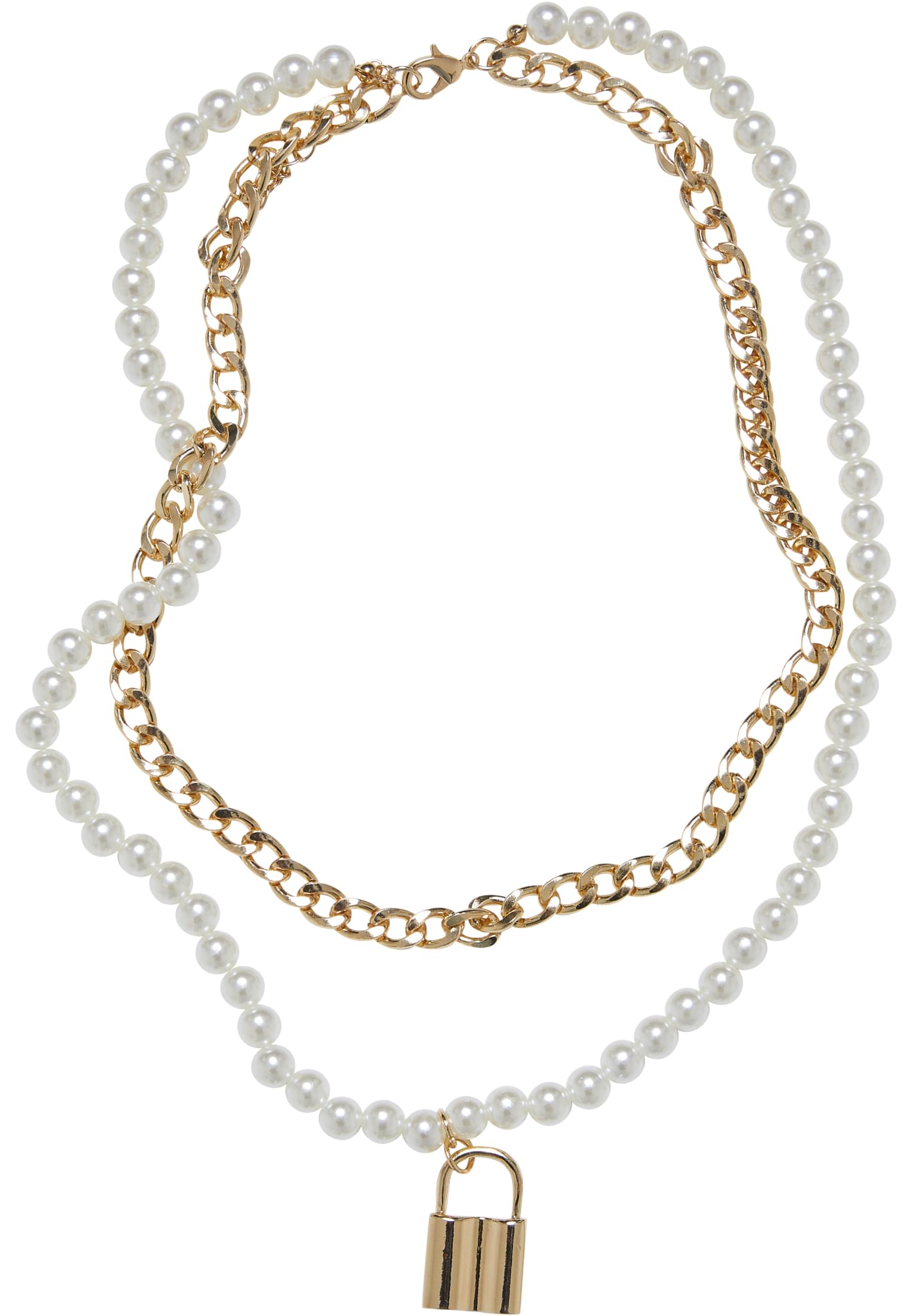 UC Padlock Pearl Layering Necklace