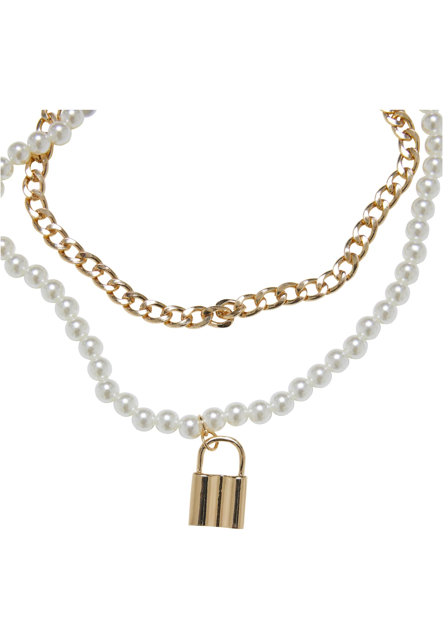 UC Padlock Pearl Layering Necklace