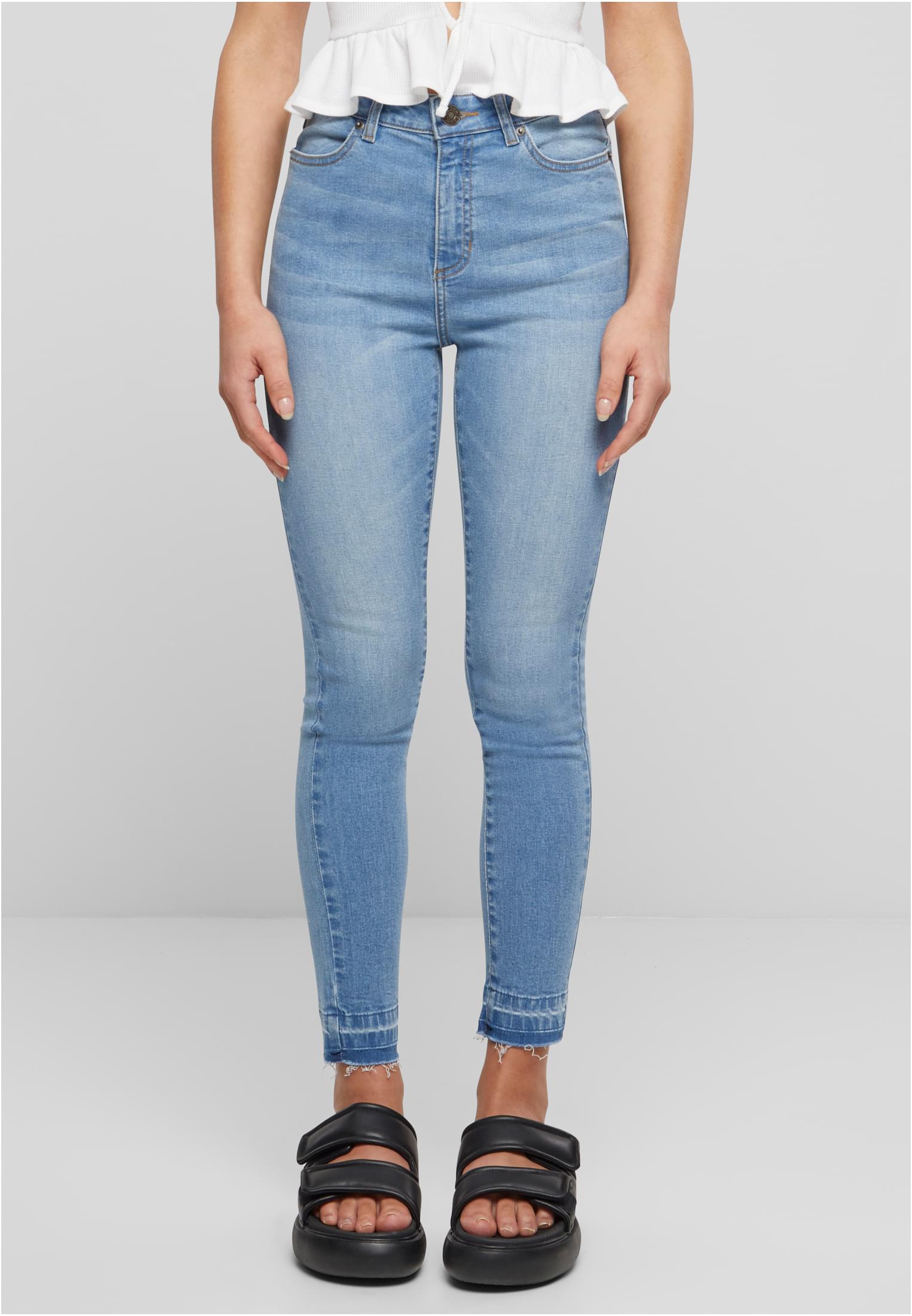 Jeans skinny a vita alta con orlo aperto da donna UC