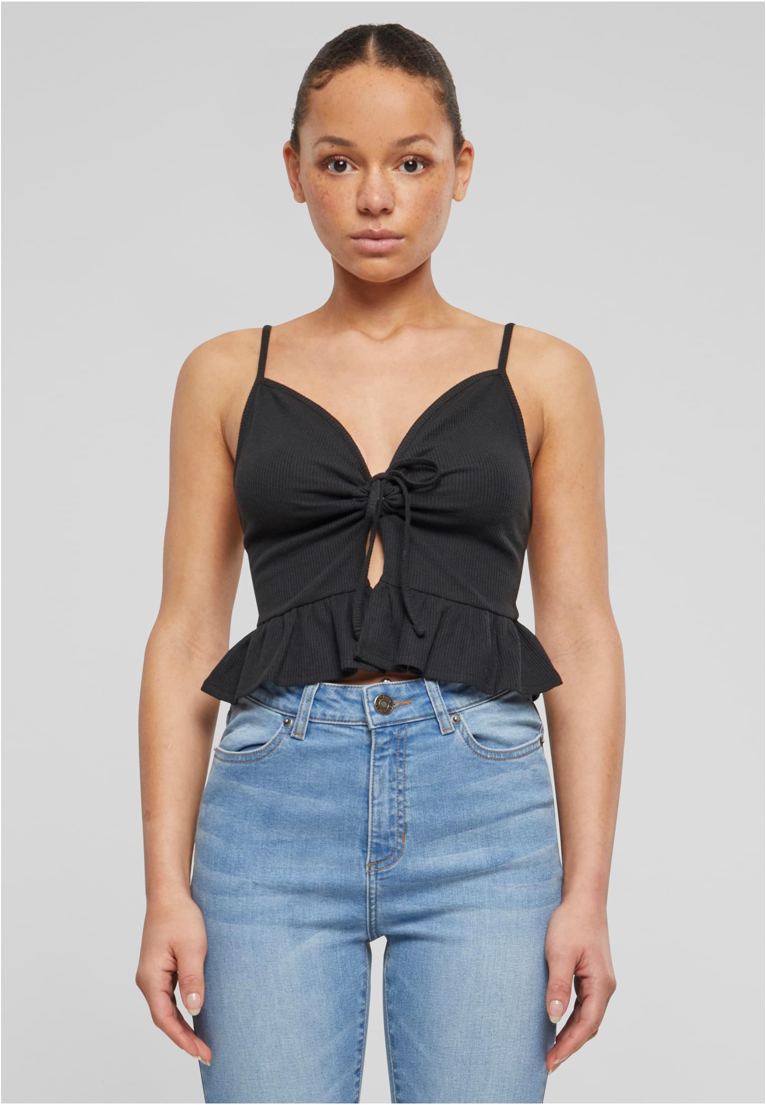 UC Waffle Pique Ruffle Top