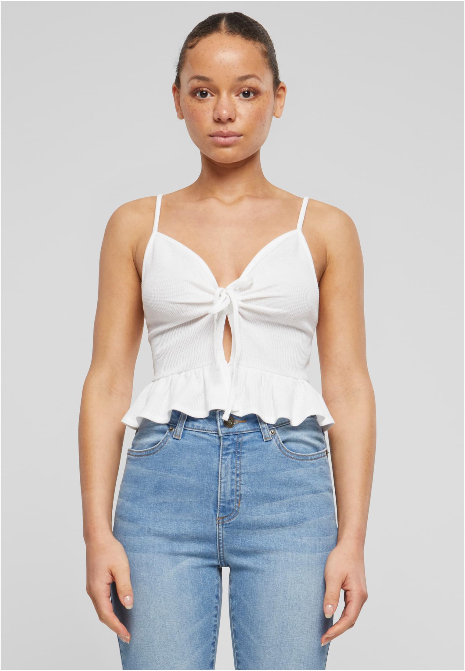 UC Waffle Pique Ruffle Top