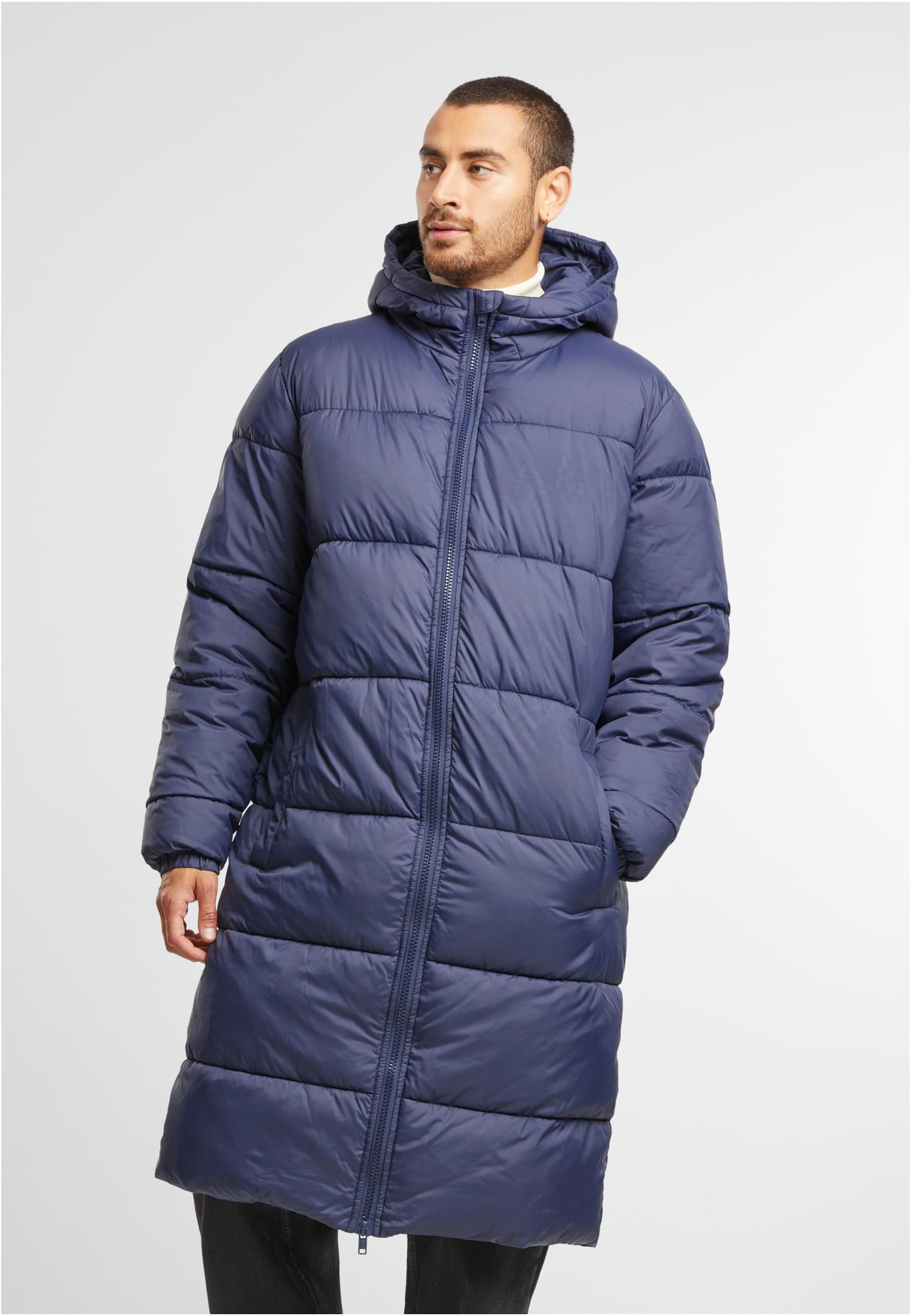 Piumino lungo da uomo blu navy XXL
