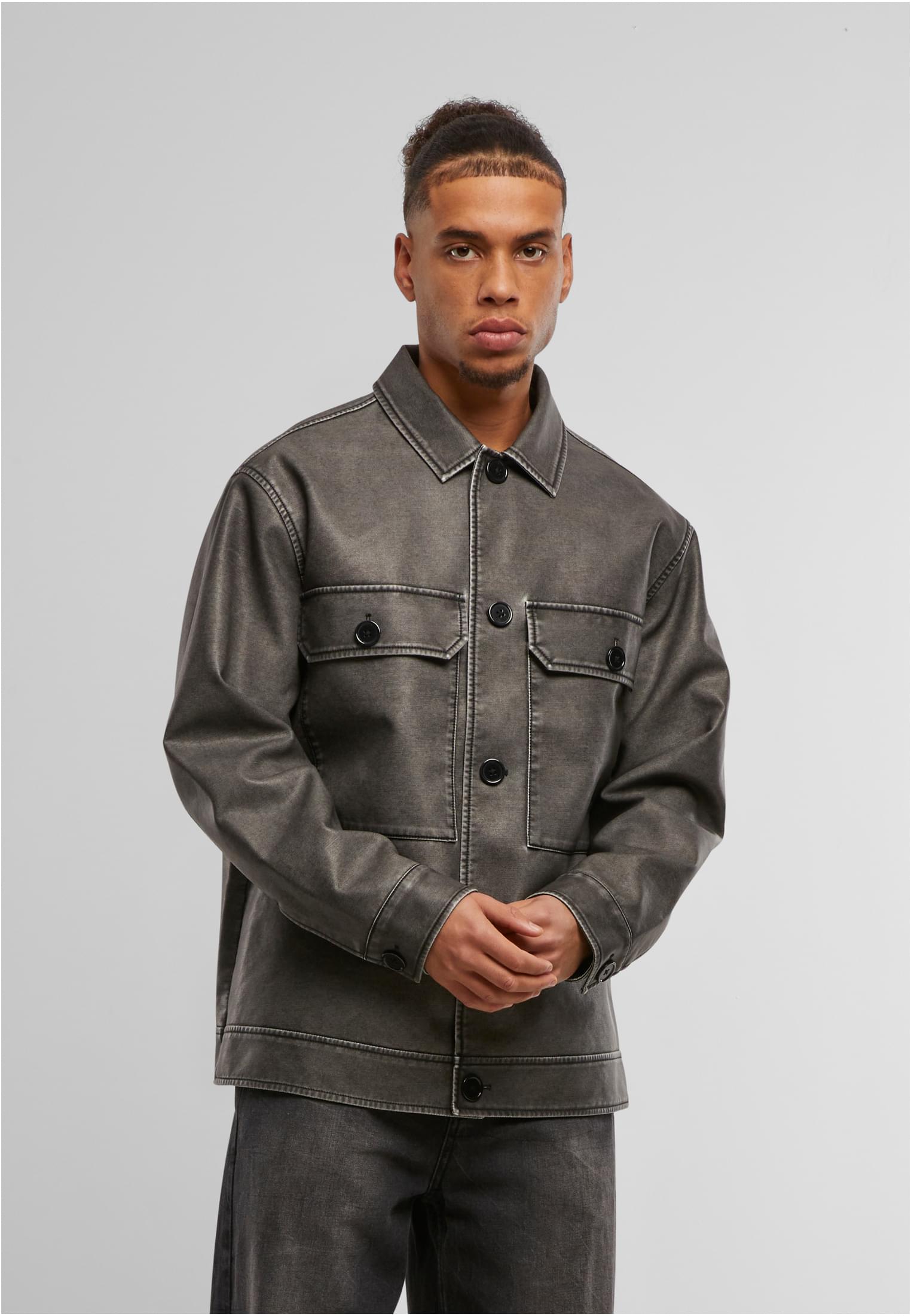 UC Synthetic Vintage Leather Shirt Jacket