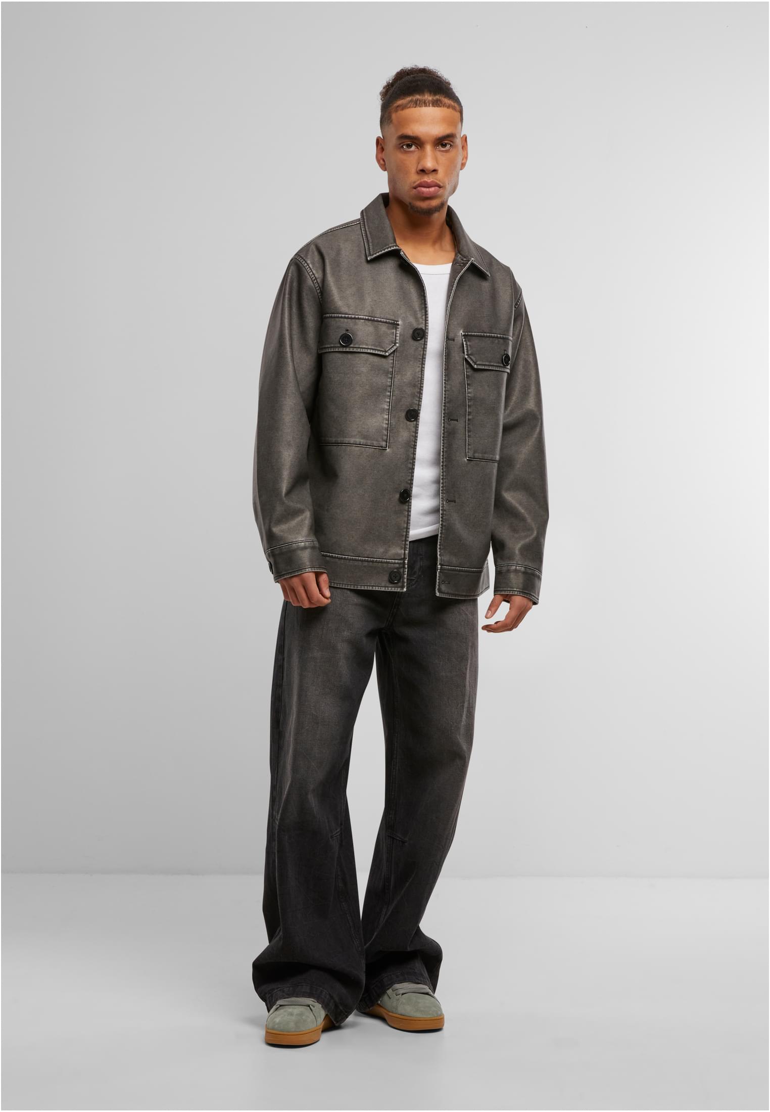 UC Synthetic Vintage Leather Shirt Jacket