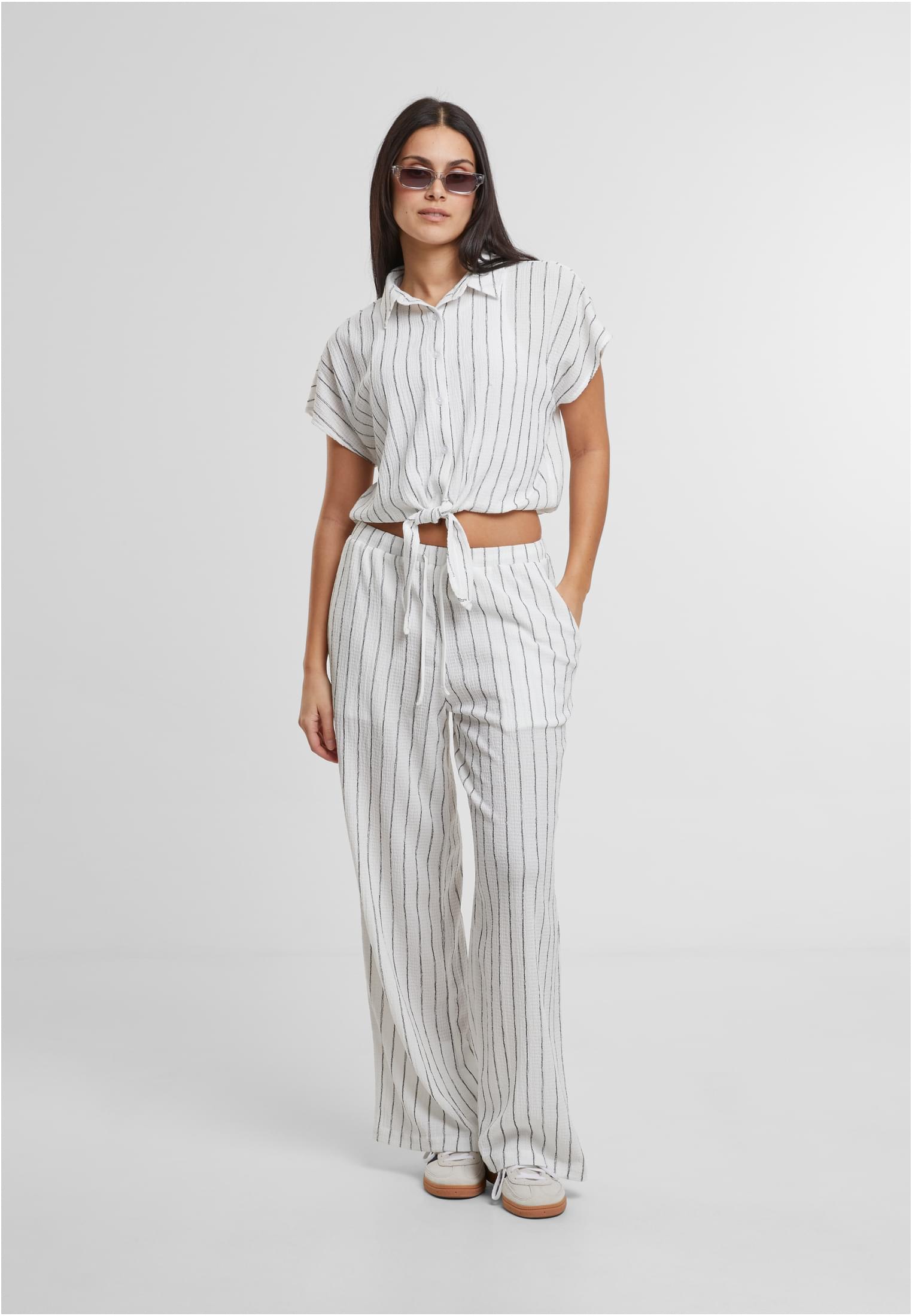 UC Structured Striped Tied Blouse