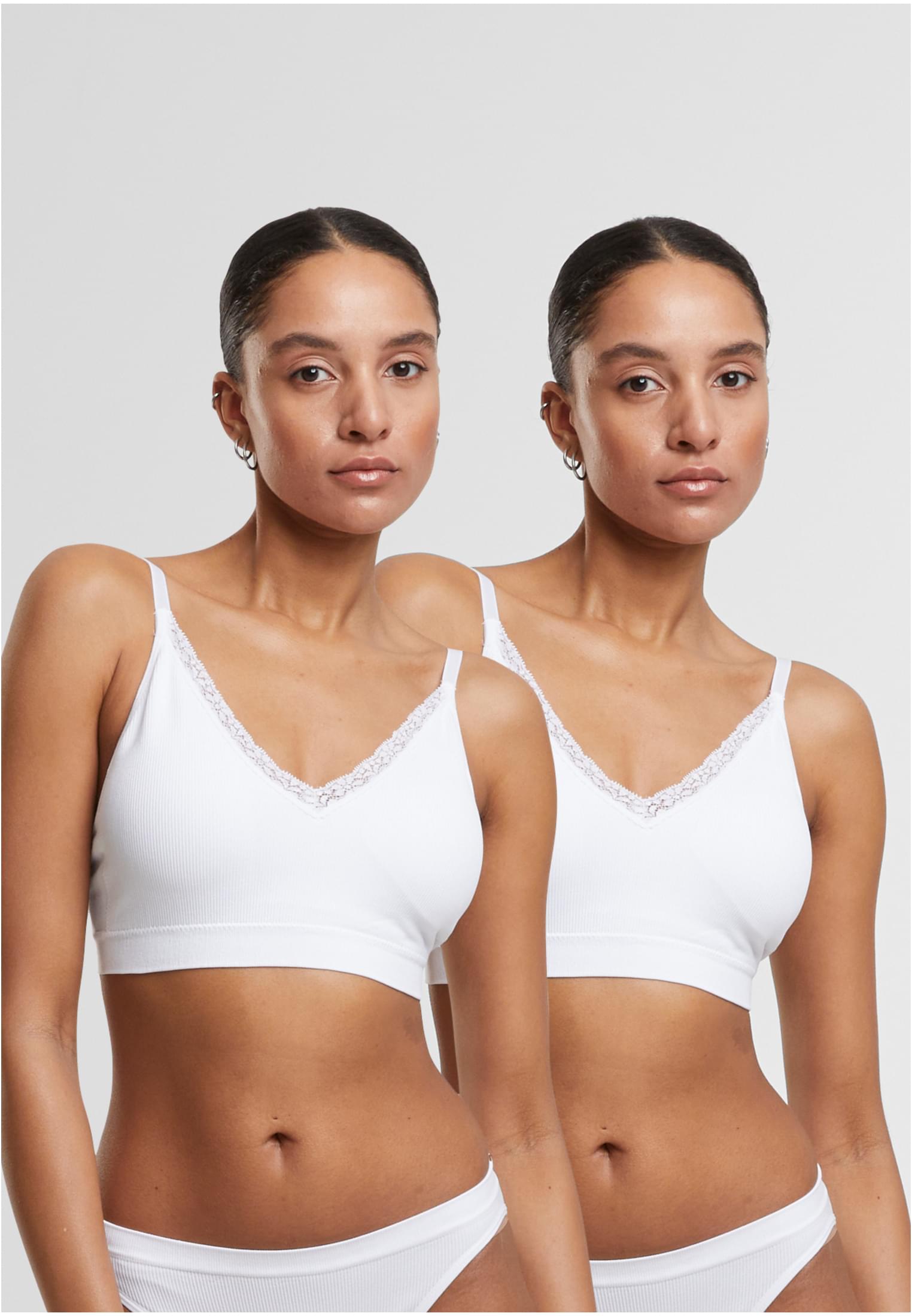 Biustonosz damski z usztywnianymi ramiączkami, 2 sztuki, czarny+czarny XS