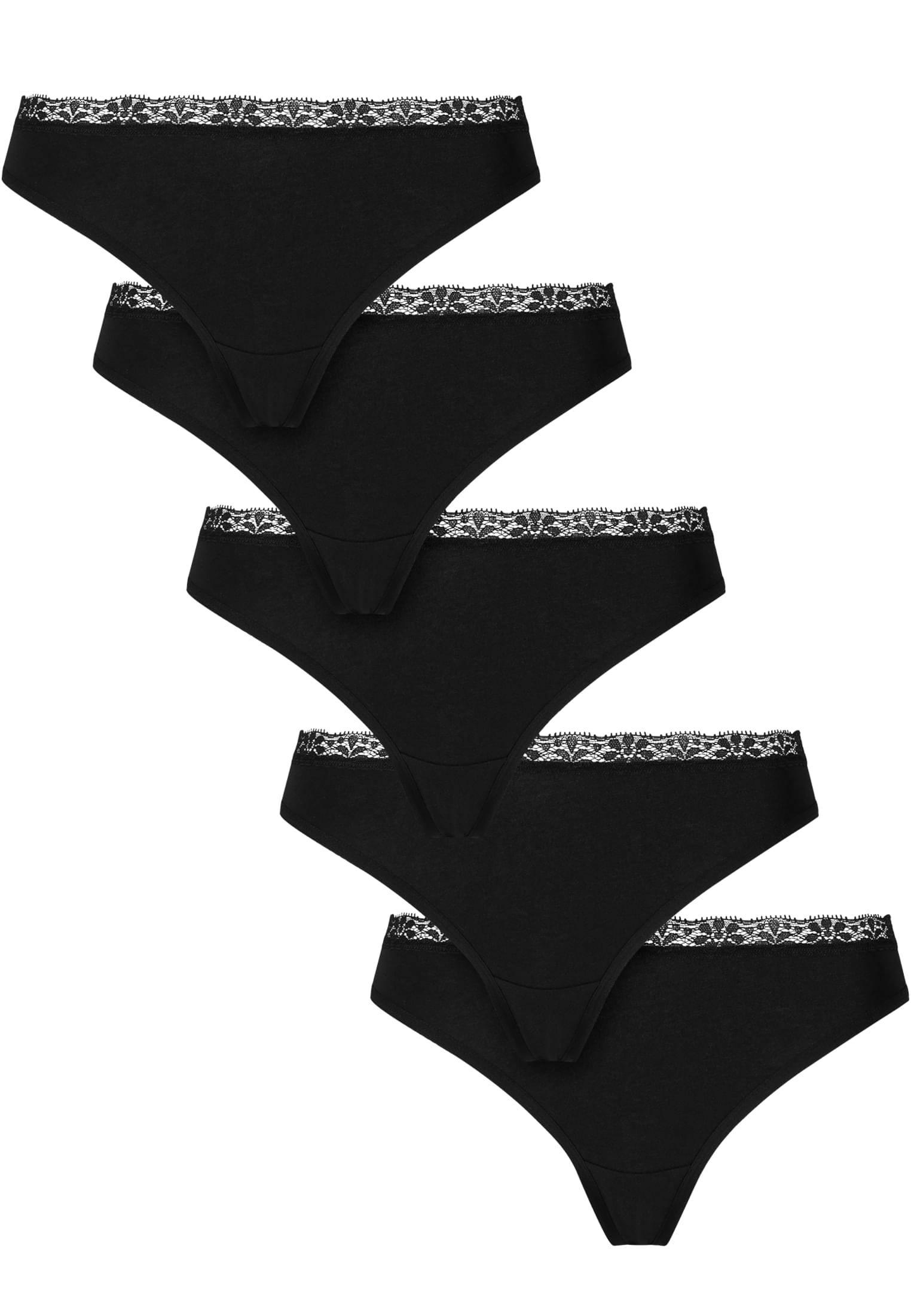 Confezione da 5 slip in pizzo e cotone UC Basic