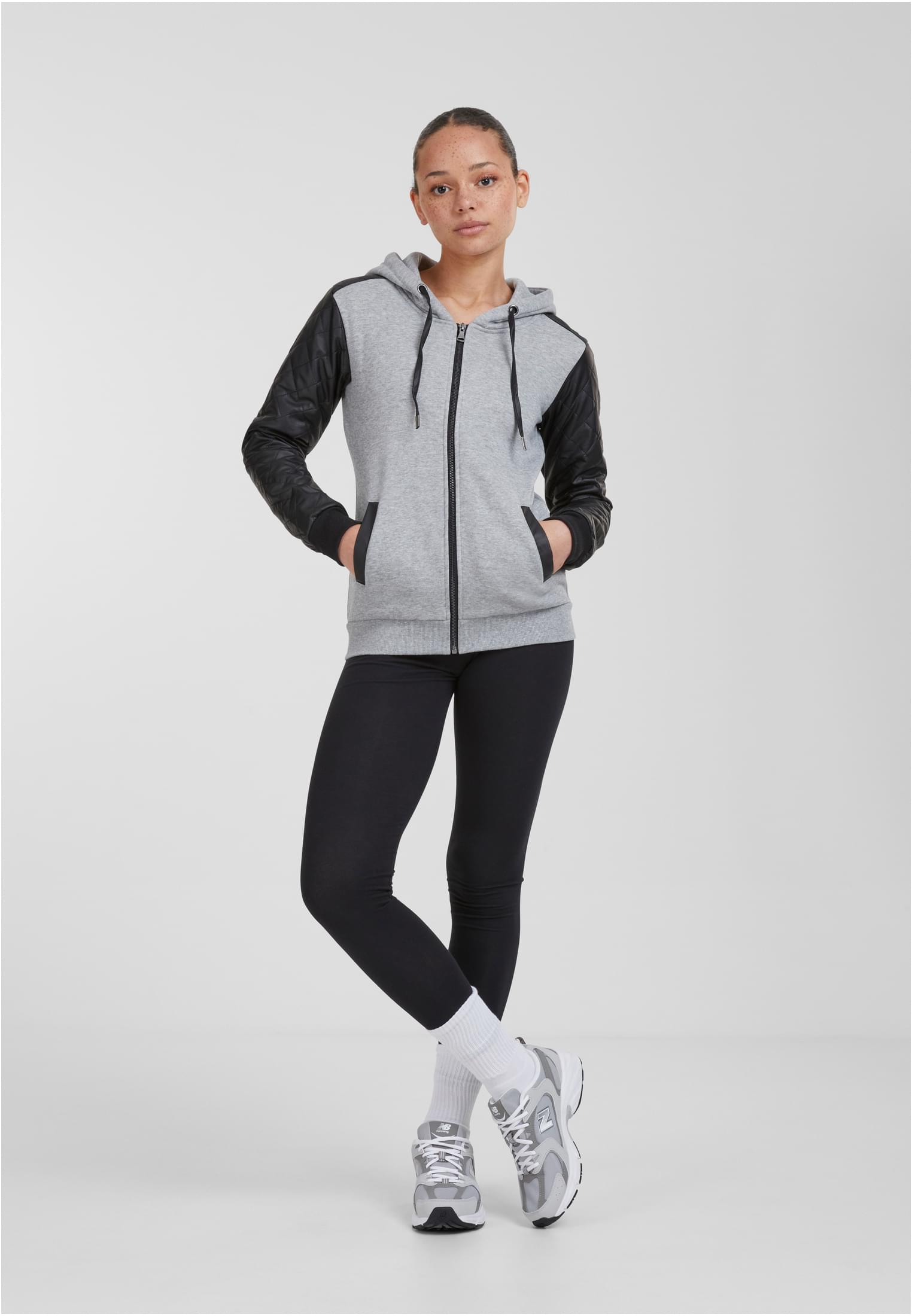 UC Diamond Synthetic Leather Sleeve Zip Hoody