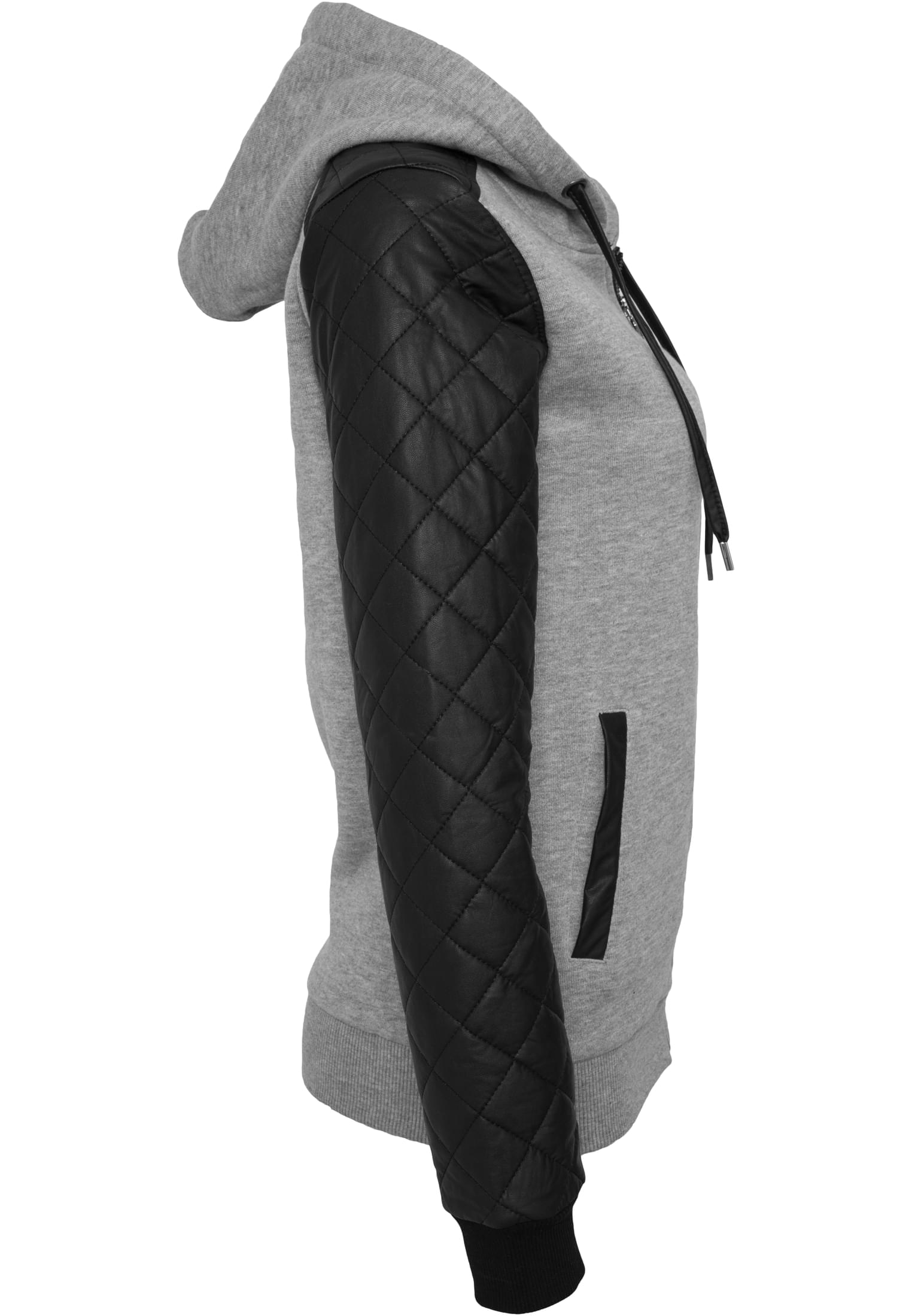 UC Diamond Synthetic Leather Sleeve Zip Hoody