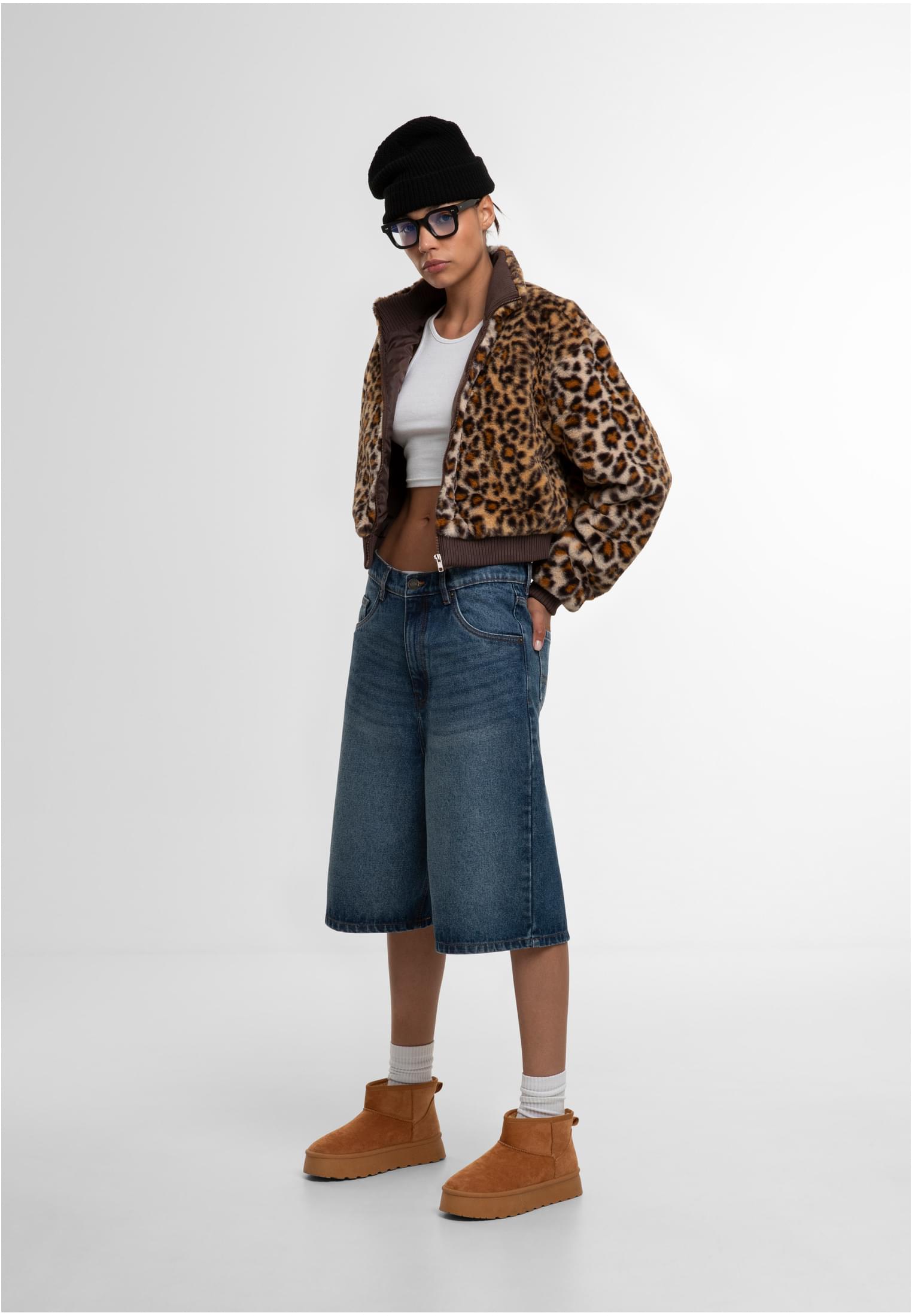 UC Cropped Faux Fur Leo Jacket