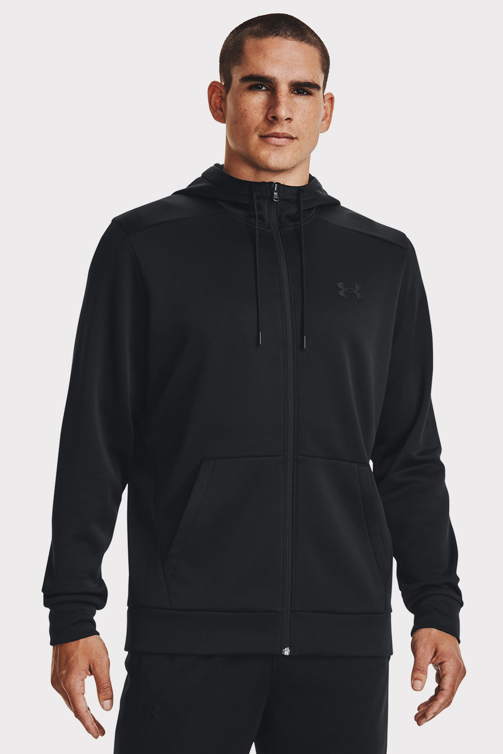 UA Armour Fleece FZ Hoodie - Black - workoutbrands.com