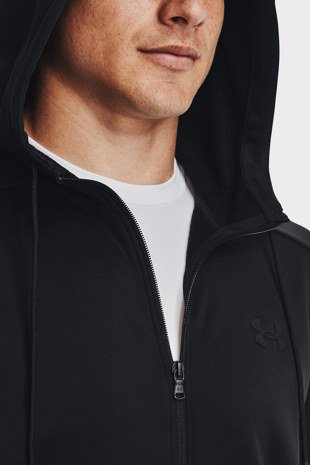 UA Armour Fleece FZ Hoodie - Black - workoutbrands.com
