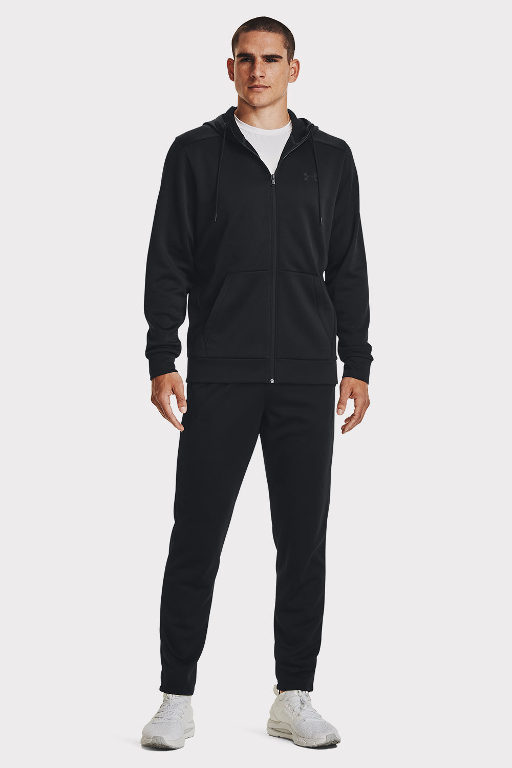 UA Armour Fleece FZ Hoodie - Black - workoutbrands.com