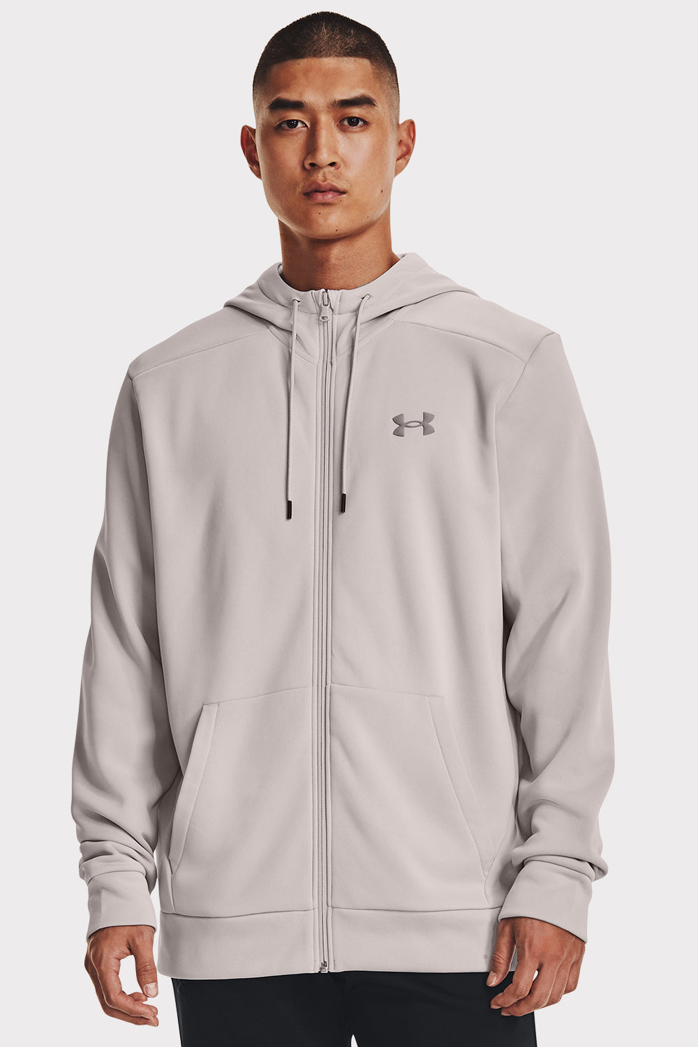 UA Armour Fleece FZ Hoodie - Ghost Gray - workoutbrands.com