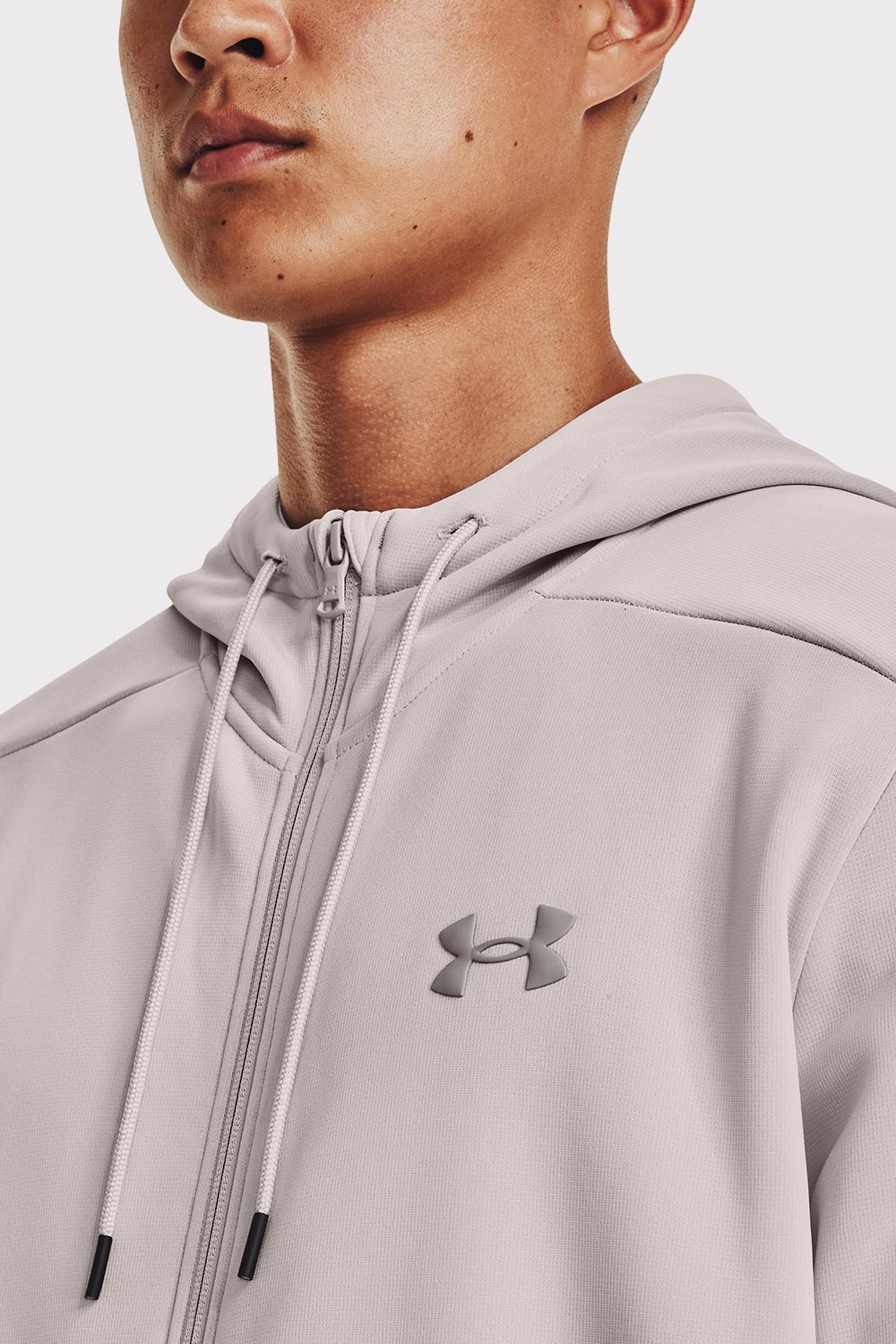 UA Armour Fleece FZ Hoodie - Ghost Gray - workoutbrands.com