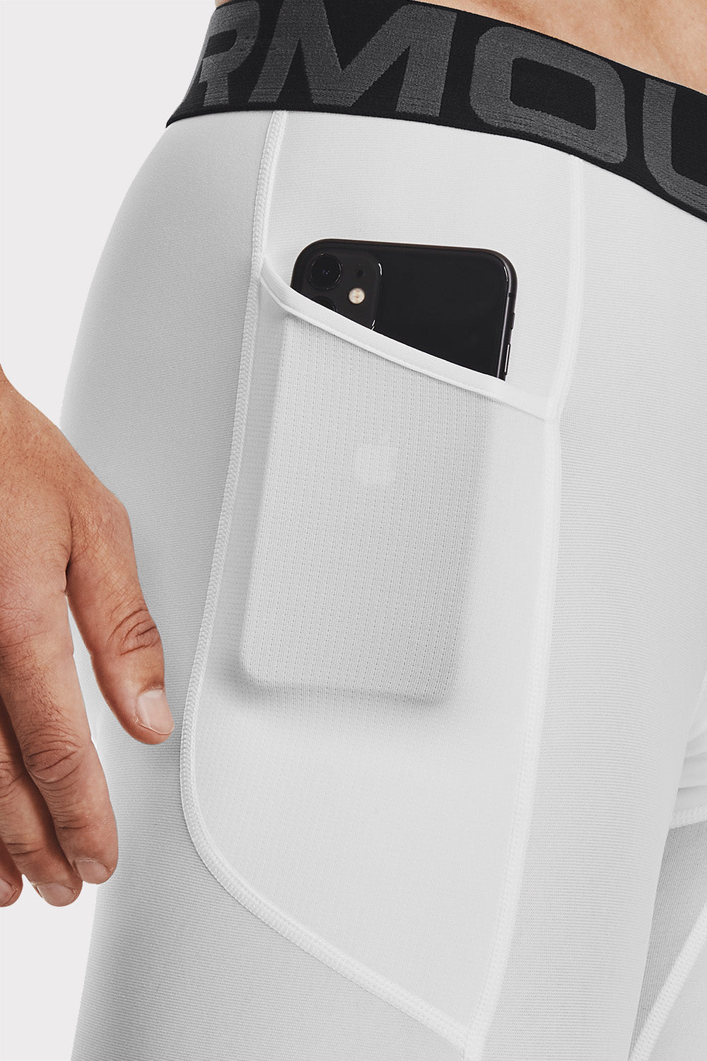 UA HG Armour Compression Shorts - White - workoutbrands.com