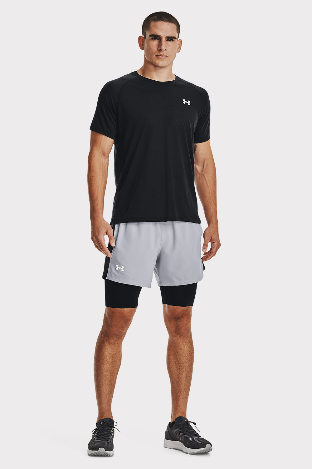 UA Launch 5'' 2-IN-1 Short - Mod Gray - workoutbrands.com - - - UA Launch 5'' 2-IN-1 Short - Mod Gray