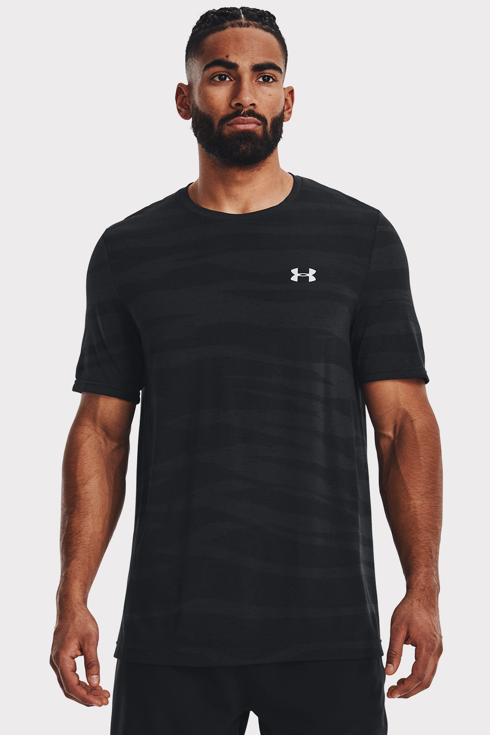 UA Seamless Wave SS - Black - workoutbrands.com