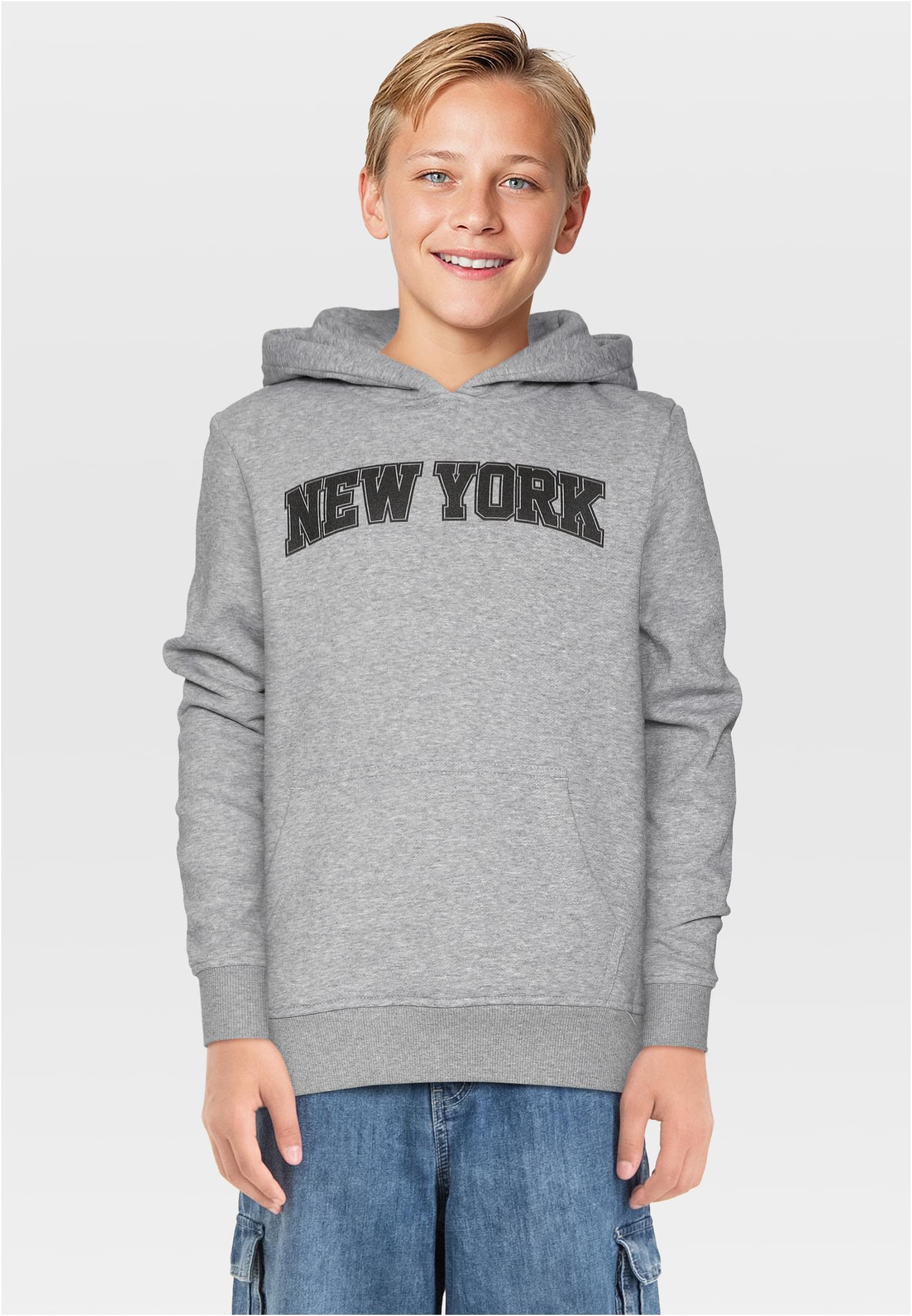 Felpa con cappuccio 2 pezzi - manica lunga - Los Angeles e New York nero+grigio mélange 158/164