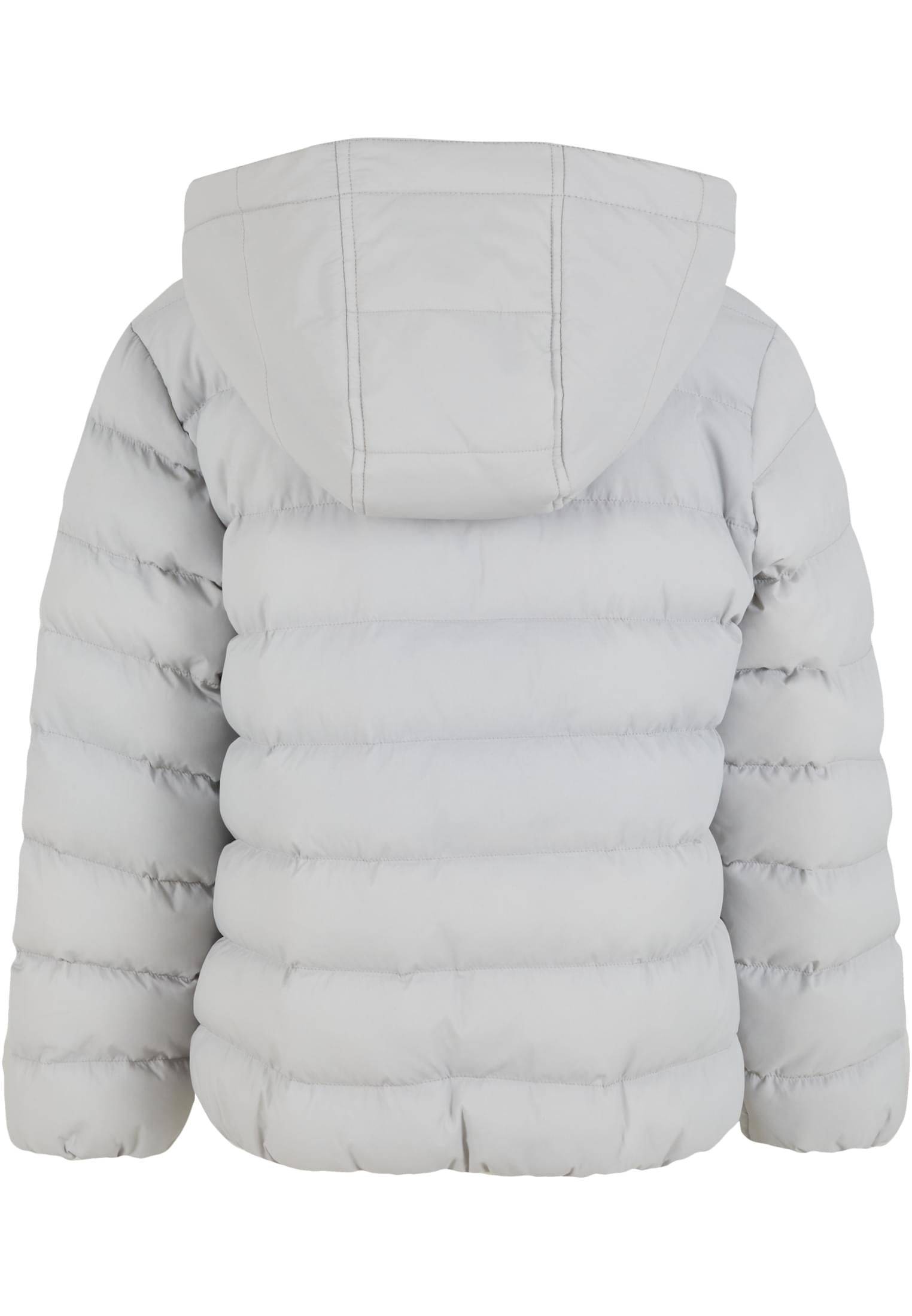 Baksidan av en grå UC Boys Basic Bubble Jacket med huva.
