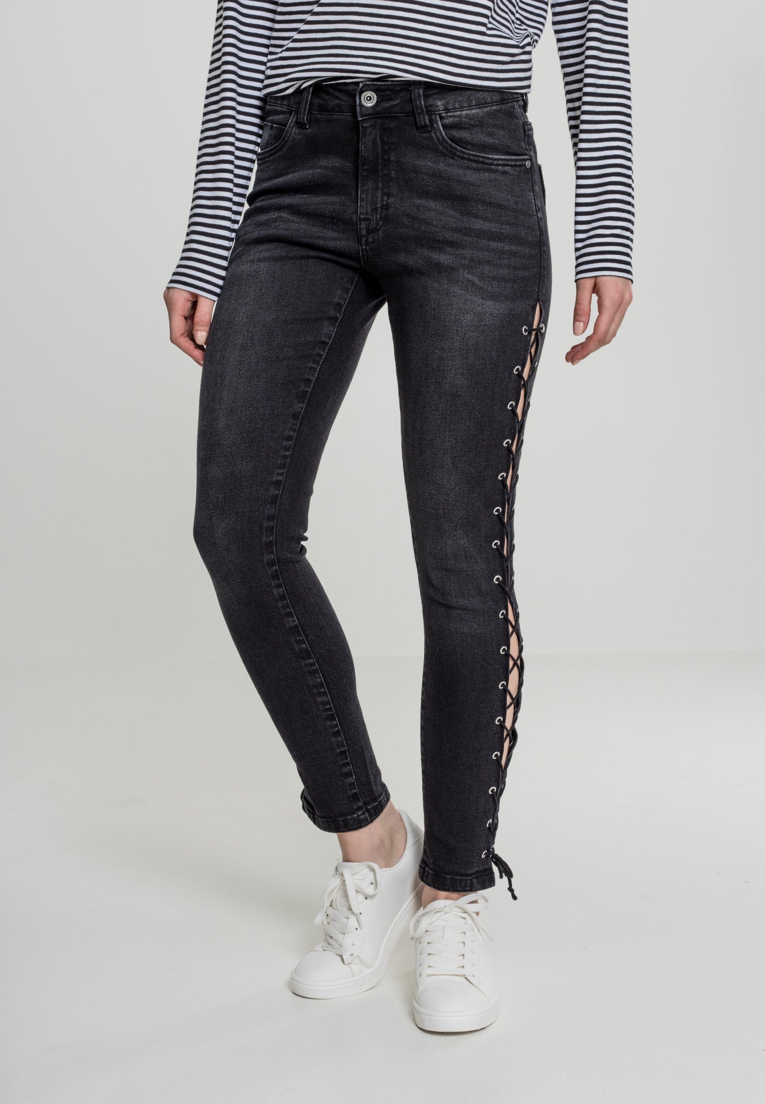 UC Denim Lace Up Skinny Pants - workoutbrands.com