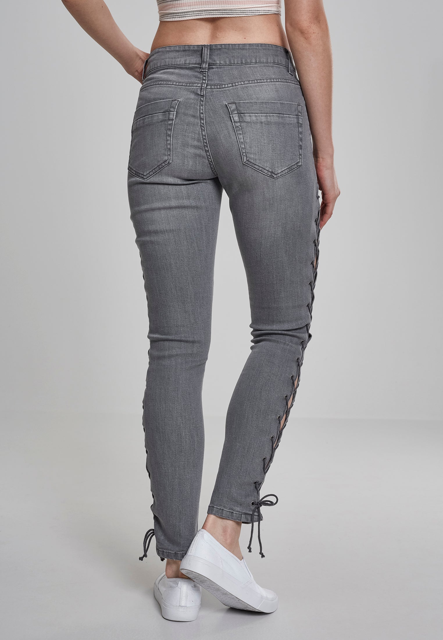 UC Denim Lace Up Skinny Pants - workoutbrands.com
