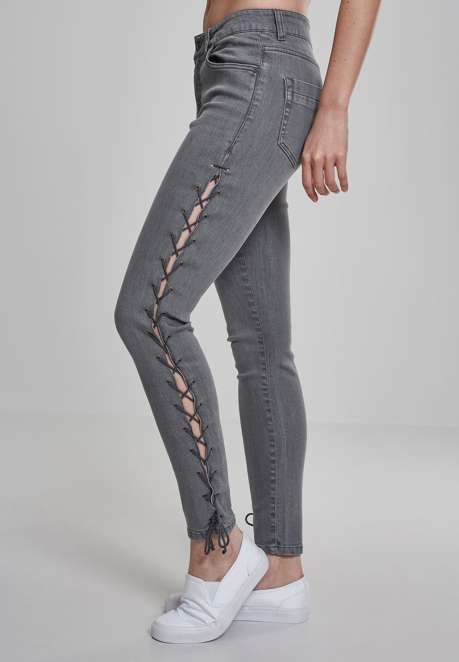 UC Denim Lace Up Skinny Pants - workoutbrands.com