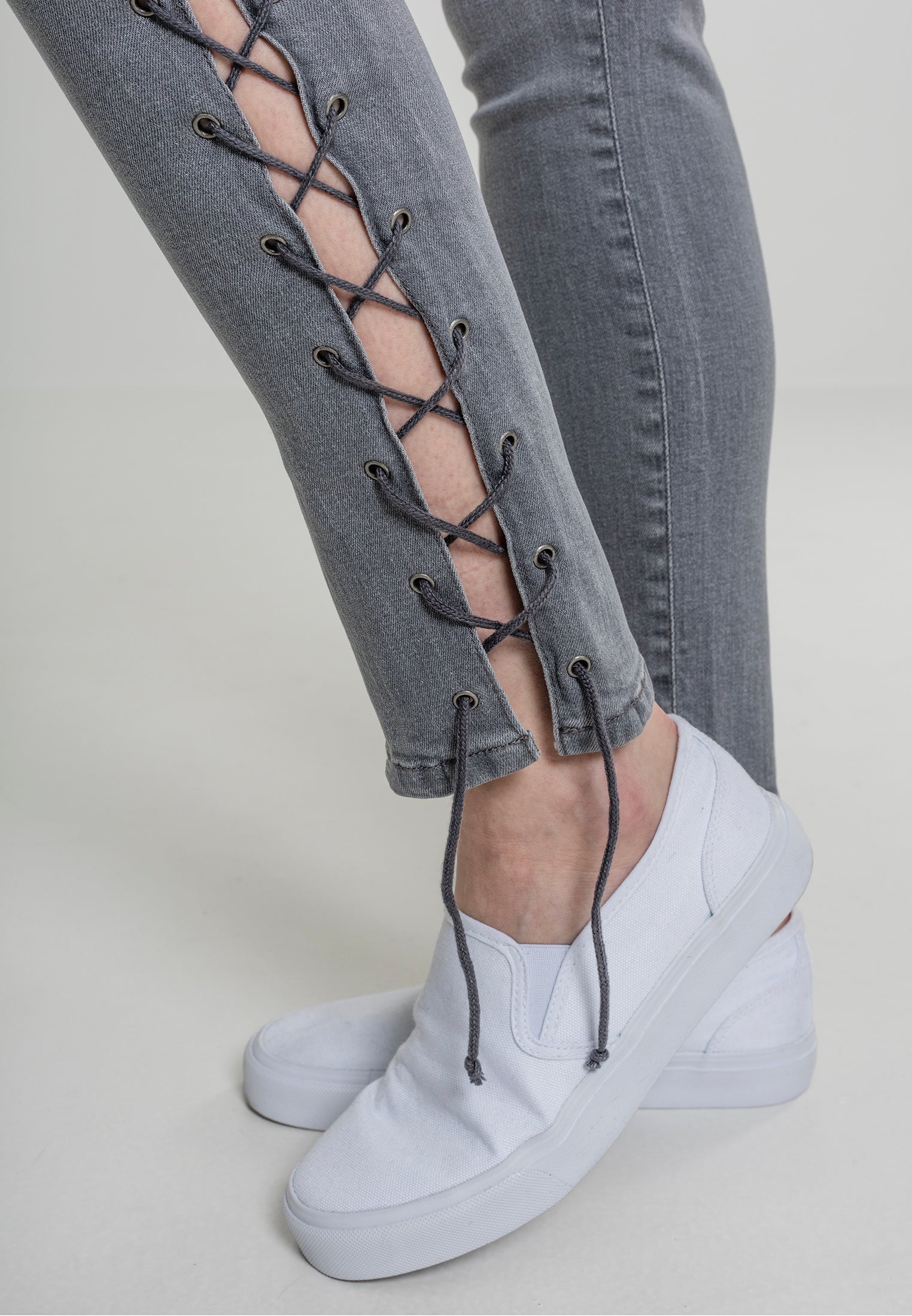 UC Denim Lace Up Skinny Pants - workoutbrands.com