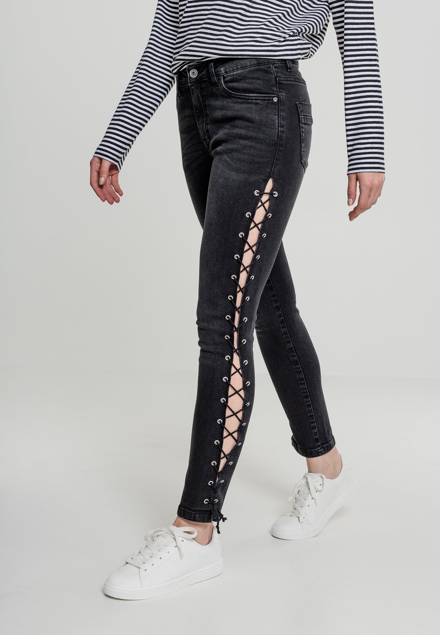 UC Denim Lace Up Skinny Pants - workoutbrands.com
