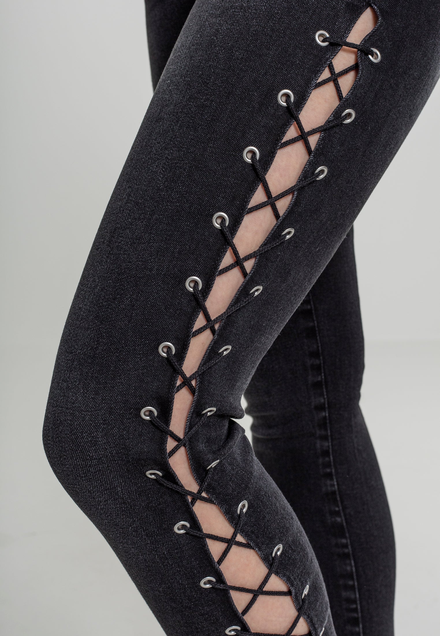 UC Denim Lace Up Skinny Pants - workoutbrands.com