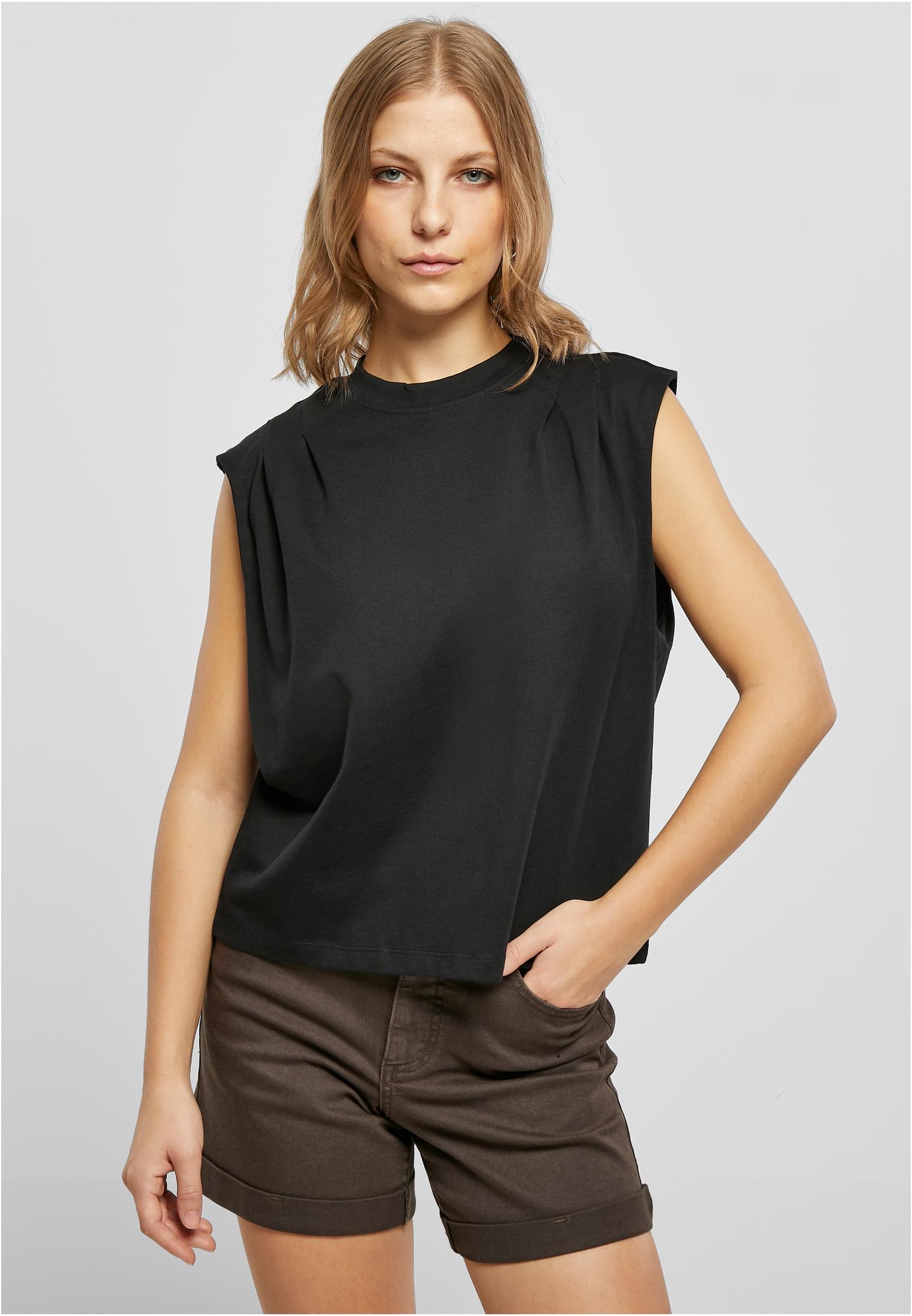 UC Organic Heavy Pleated Shoulder Top - workoutbrands.com