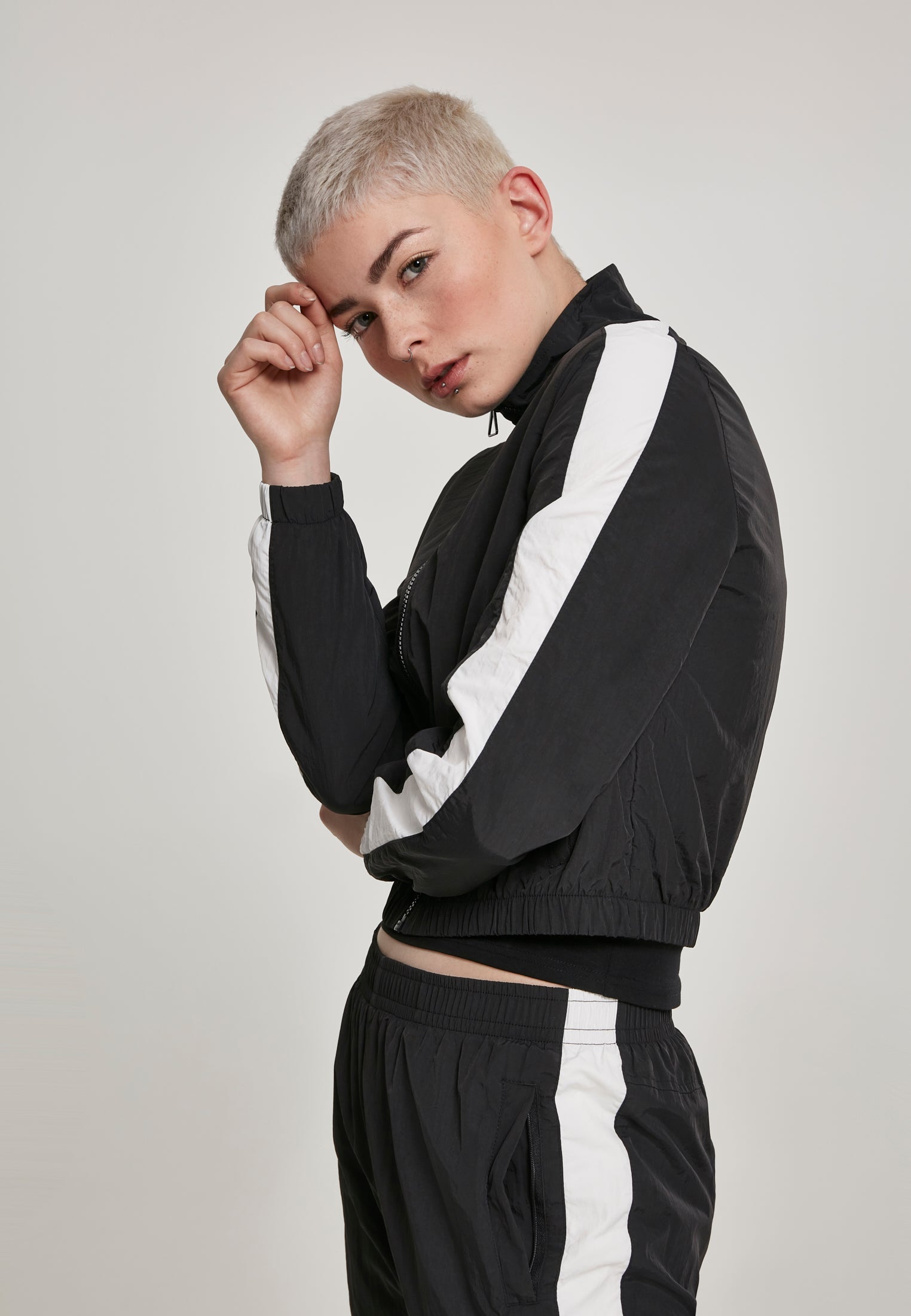 UC Short Striped Crinkle Track Jacket - workoutbrands.com