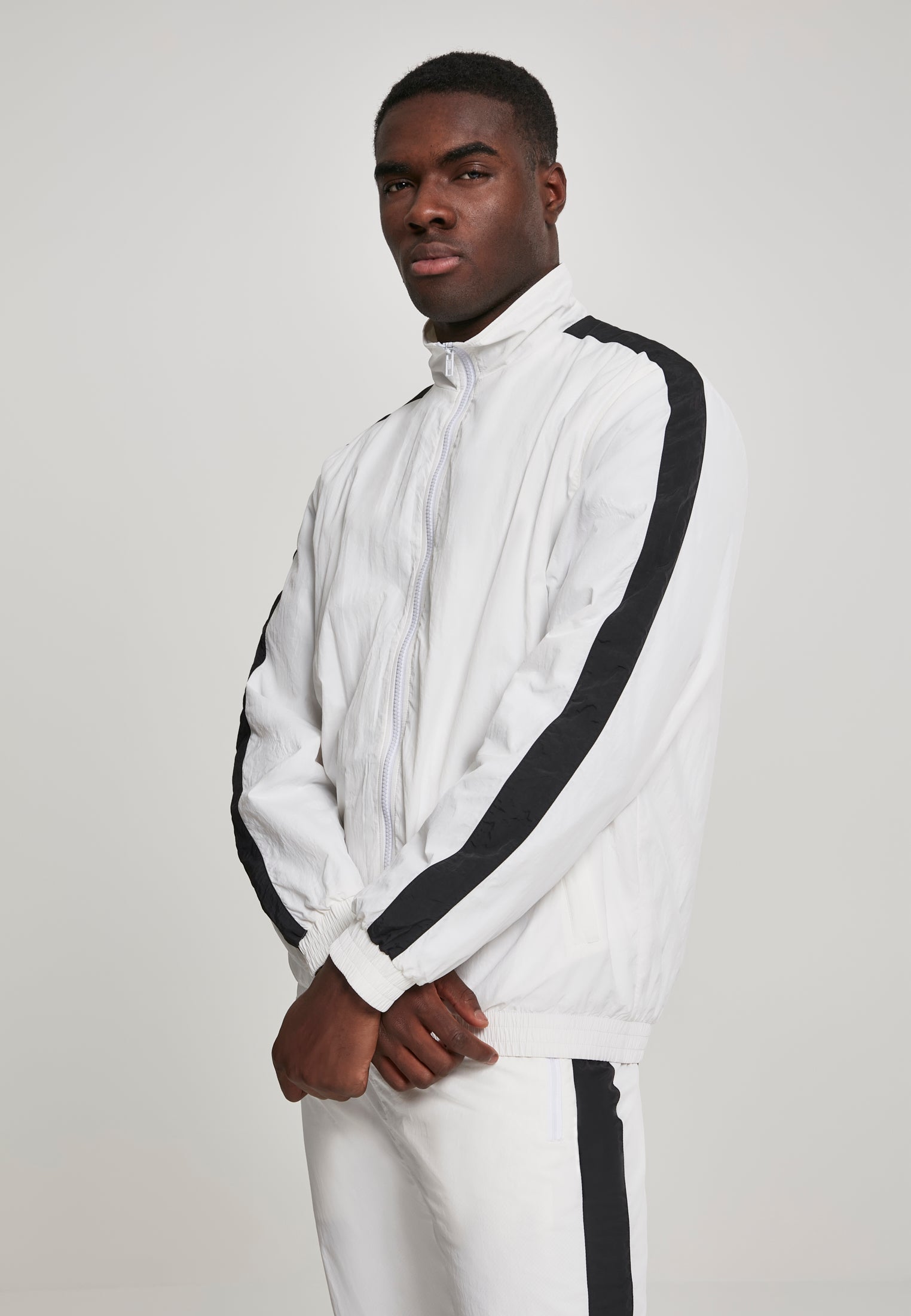 UC Striped Sleeve Crinkle Track Jacket - workoutbrands.com