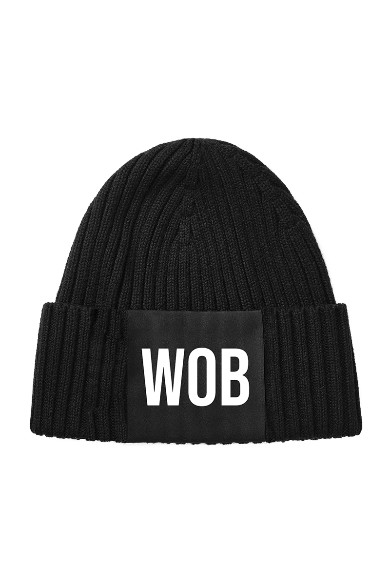 WOB Clean Beanie Ribbed - Black - workoutbrands.com