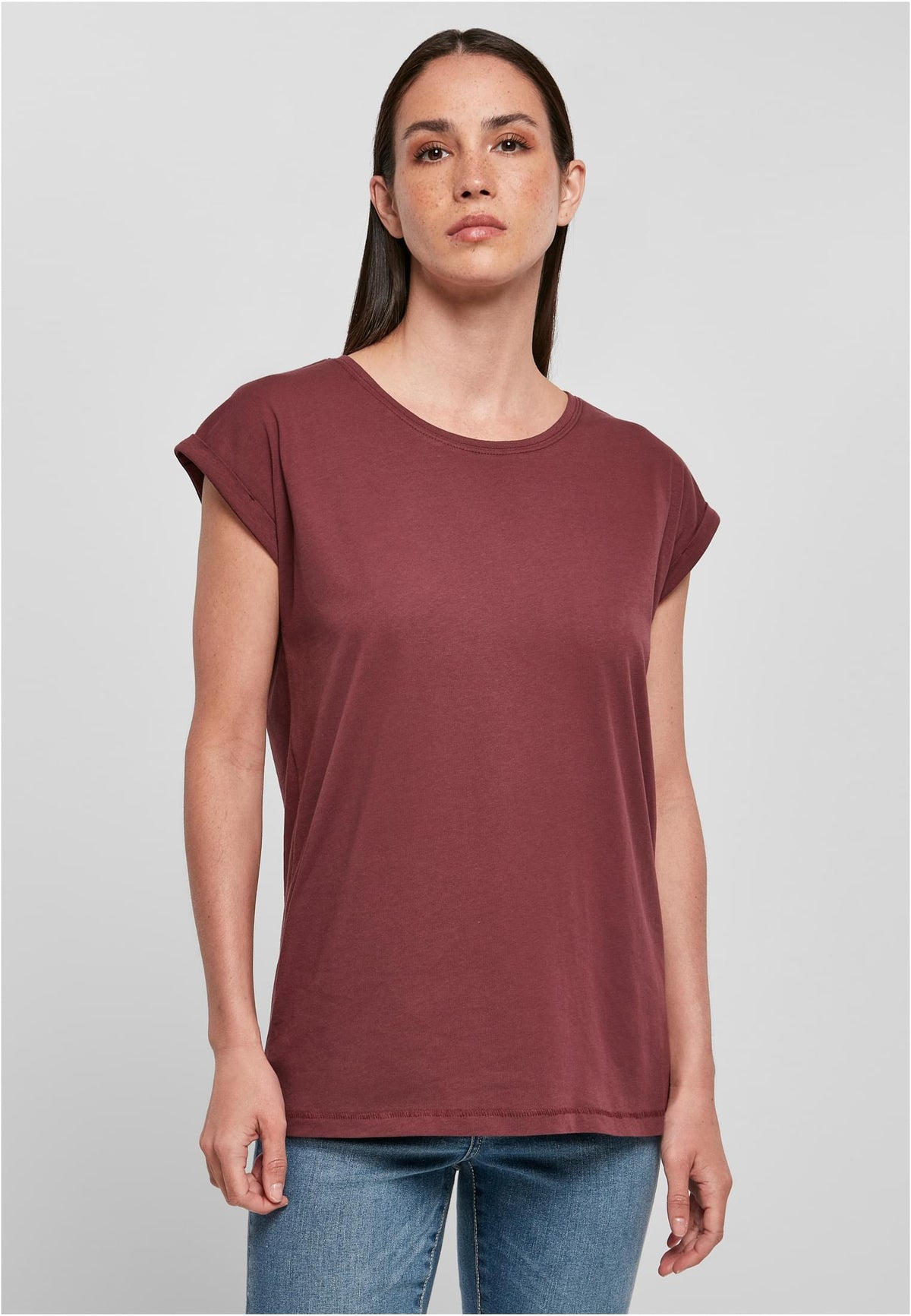 Ladies Essentials Extended Shoulder Tee - workoutbrands.com
