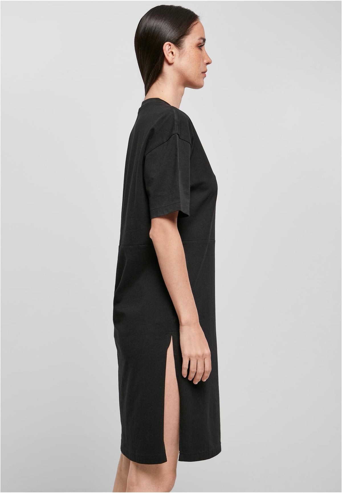 Ladies Essentials Oversized Slit Tee Dress - workoutbrands.com