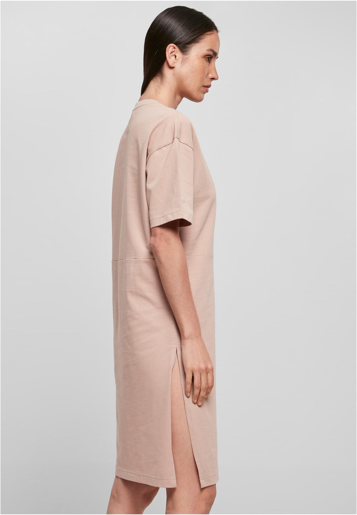 Ladies Essentials Oversized Slit Tee Dress - workoutbrands.com