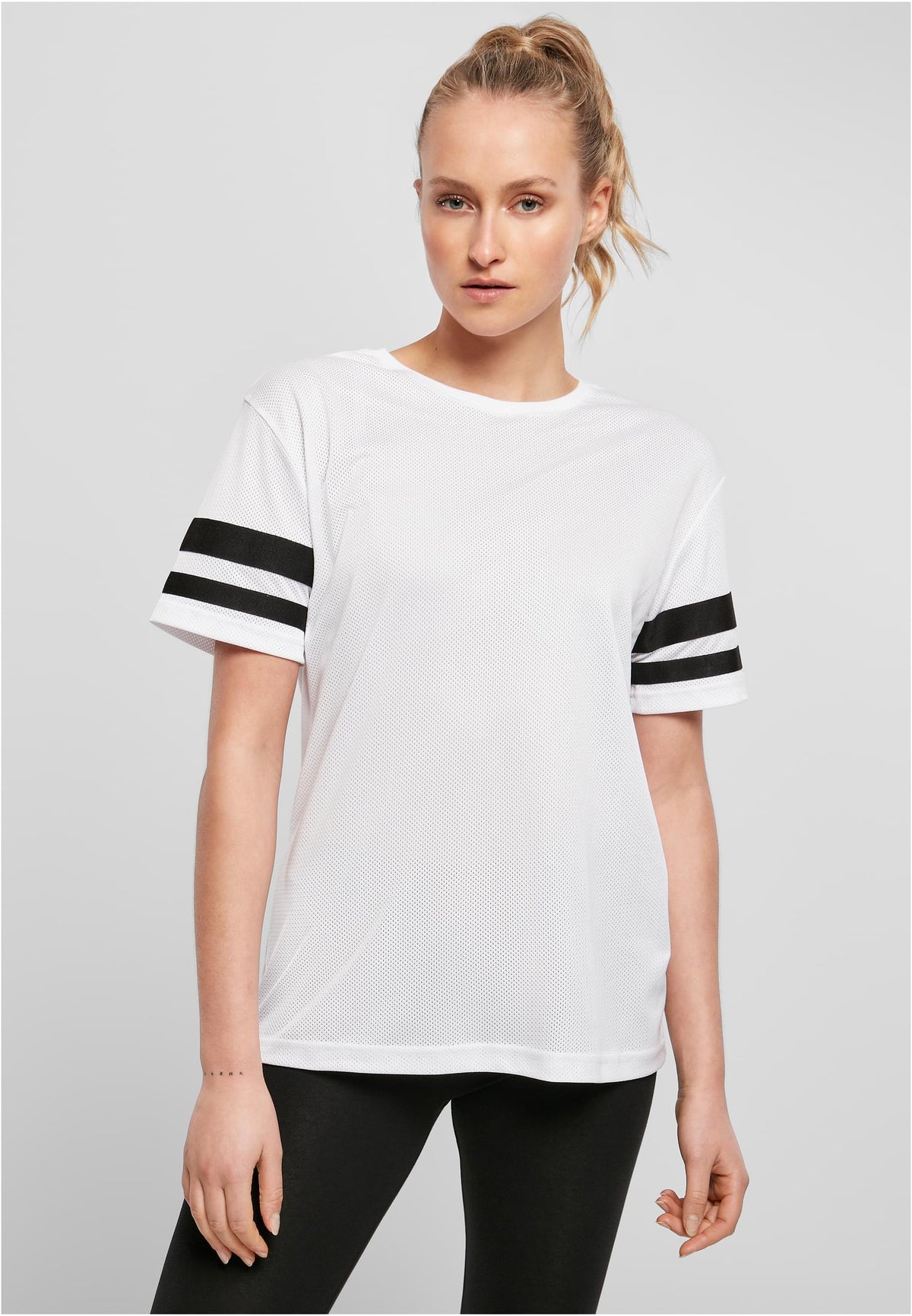 Ladies Mesh Stripe Tee - workoutbrands.com