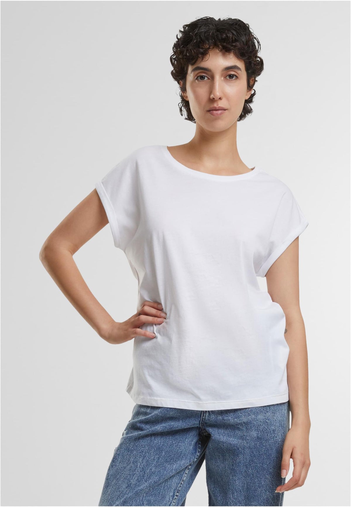 Ladies Essentials Extended Shoulder Tee - workoutbrands.com