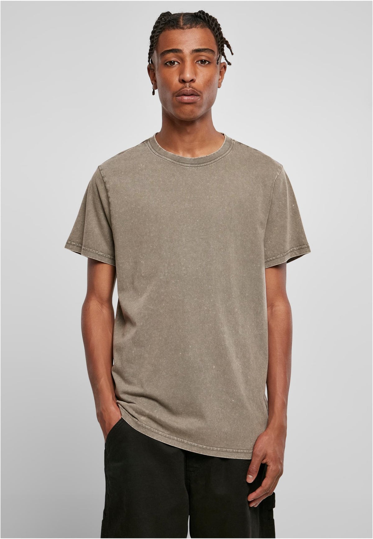 Acid Washed Round Neck Tee - workoutbrands.com